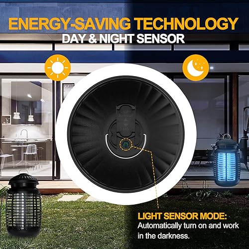 Miniatura 2 de Exterminador de insectos con sensor de luz, matamosquitos al aire libre 4200V eléctrico asesino de insectos asesino de mosquitos, matamoscas