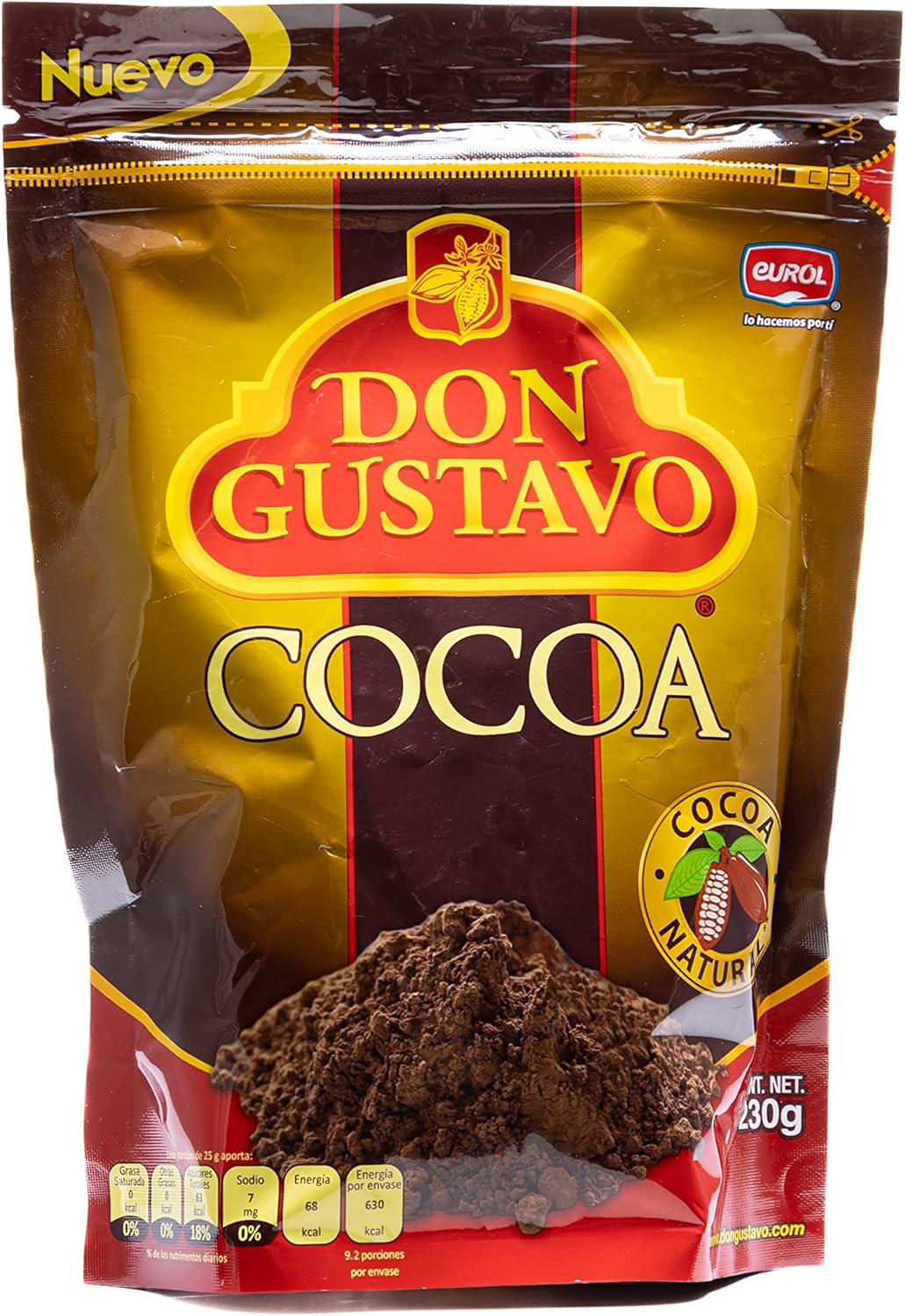 DON GUSTAVO, Cocoa, cacao en polvo, sin azucar, ideal para repostería o crear bebidas, con
