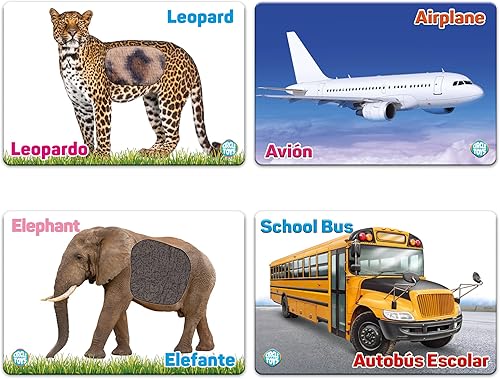 Miniatura 6 de My Touch and Feel - Tarjetas de flash sensoriales de doble cara con imagen bilingüe en inglés para bebés, niños pequeños, niños, aprender animales,