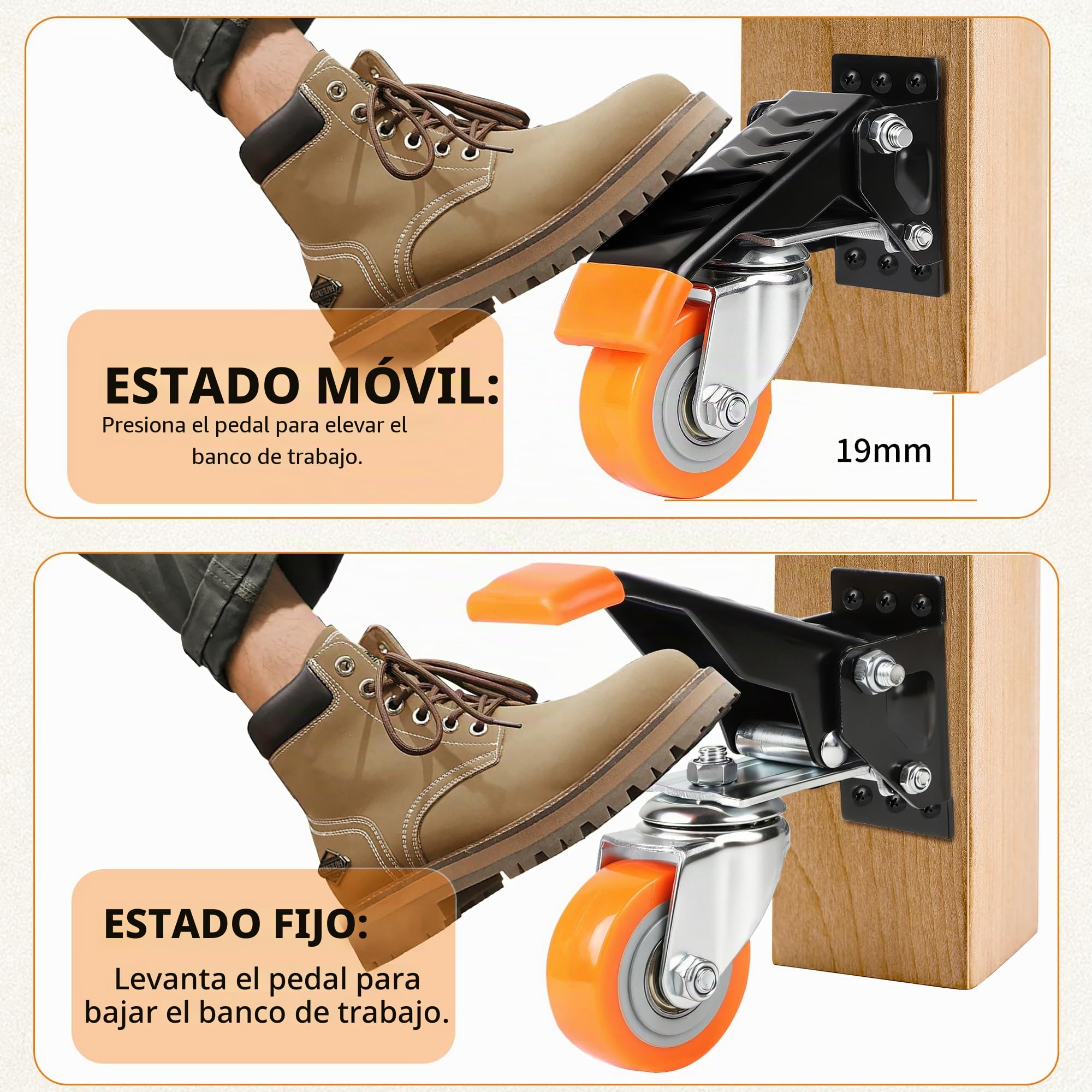 DBREAKS Set de 4 Roulettes para Muebles Pesados Capacidad de 300KG 63,5mm, 360 Grados Roulettes Pivotantes para Bancos de Trabajo, Poliuretano Ruedas, Ruedas para Mover Muebles, Taller, Carros