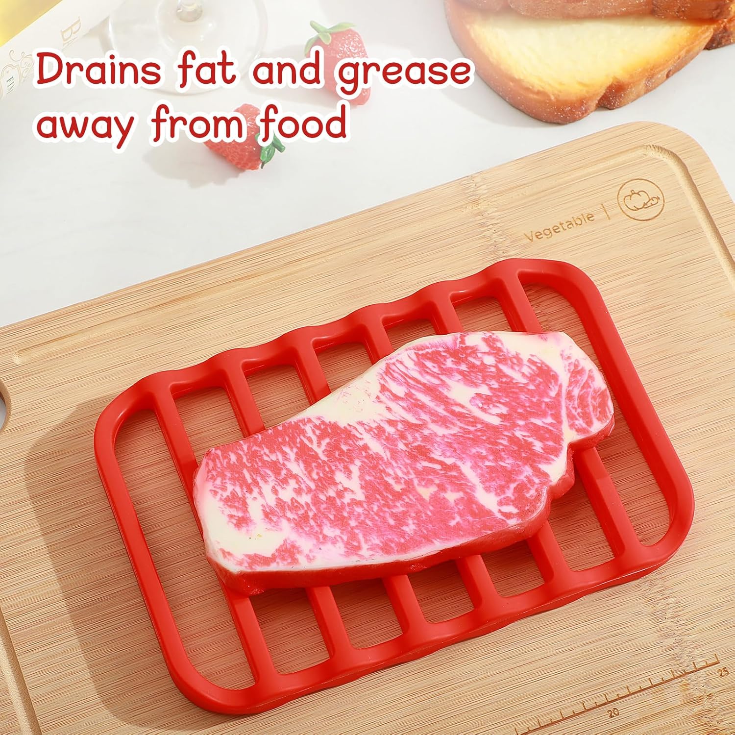 4 Pcs Silicone Roasting Rack 9 x 6 Inches Red Nonstick Cooling Roast Rack Pan for Oven Kitchen Cooking Baking Steaming Microwave Roasting Pan BBQ Grills