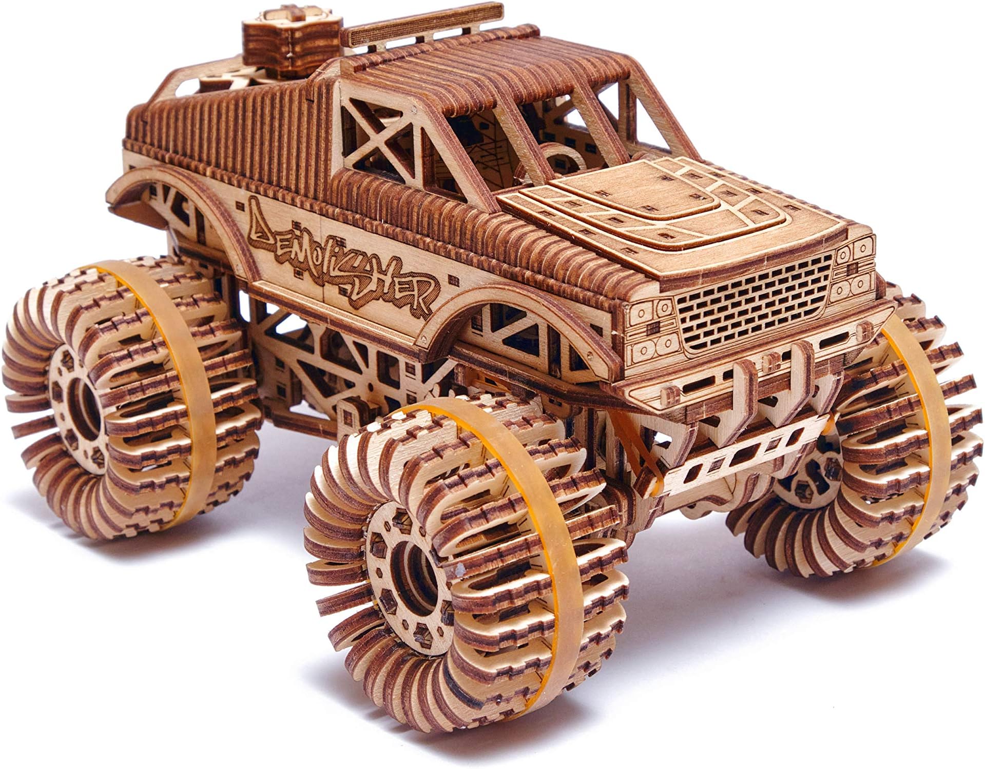 Wood Trick Monster Pickup Truck Car 3D Wooden Puzzle - Course up to 5m - Building Truck Model Kit for Adults and Children