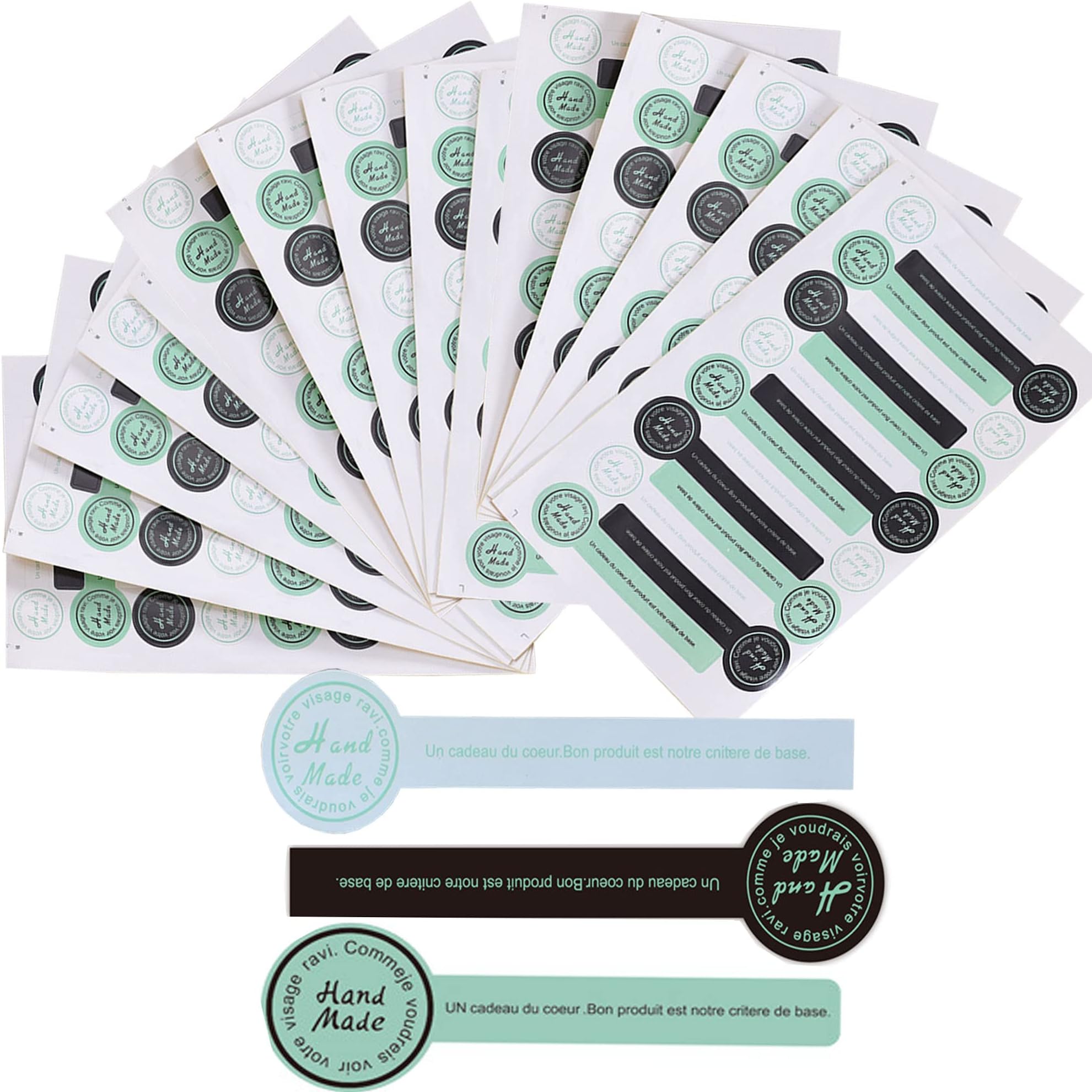 225pcs Hand Made Self-Adhesive Stickers - 3-Colour Long Label Stickers for Food Package Seal