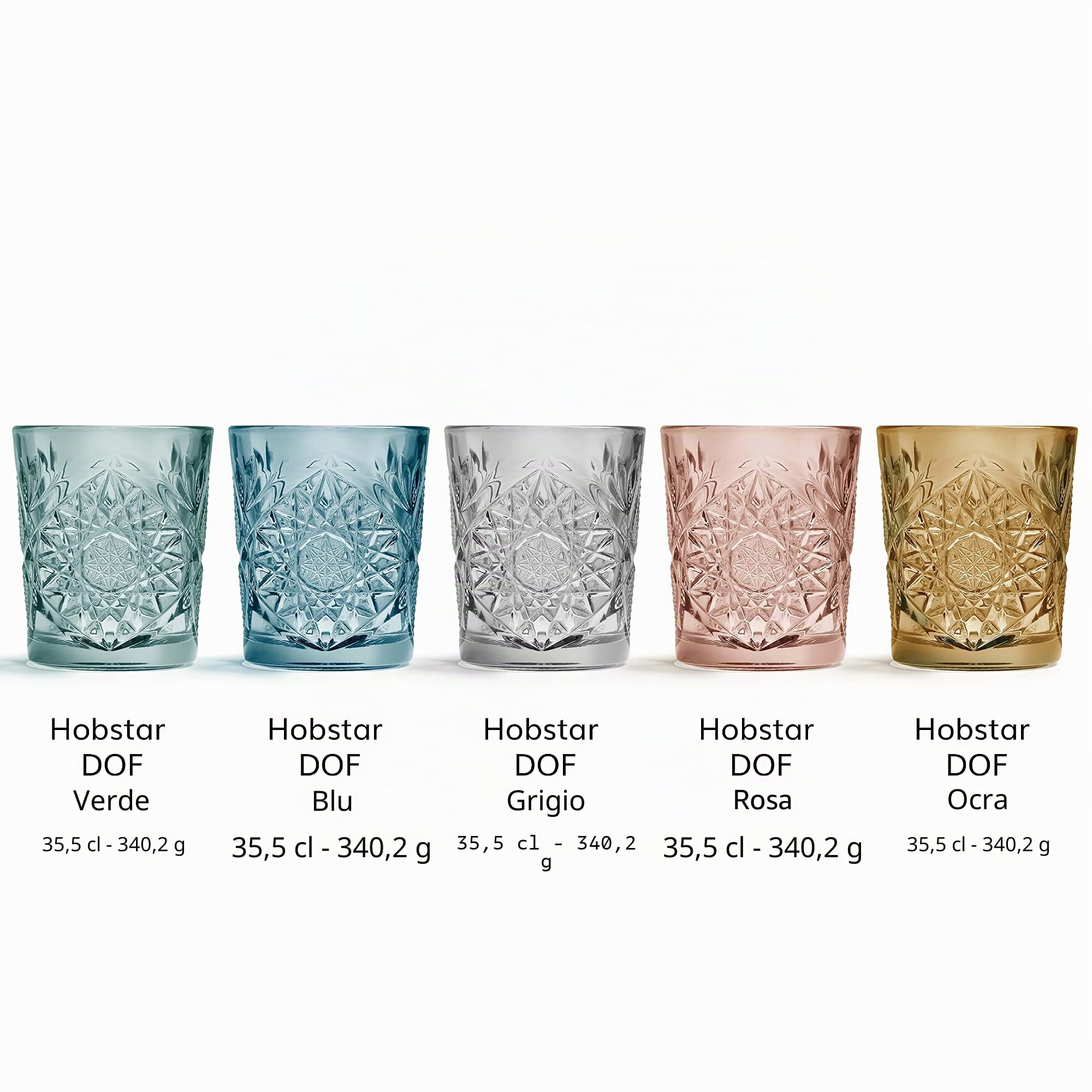 Libbey Bicchiere Hobstar Rosa - 355 ml / 35.5 cl - Set di 6 pezzi - Disegno vintage - Lavabile in lavastoviglie - Alta qualità