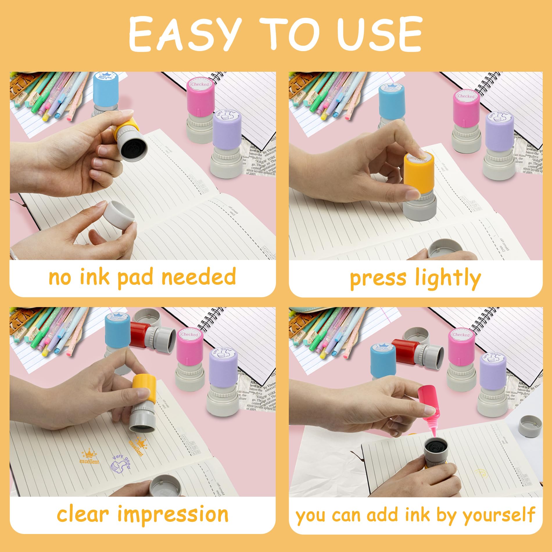 Qcdou Lehrer Stempel Set - 6 Bunte Motivationsstempel Für Kinder