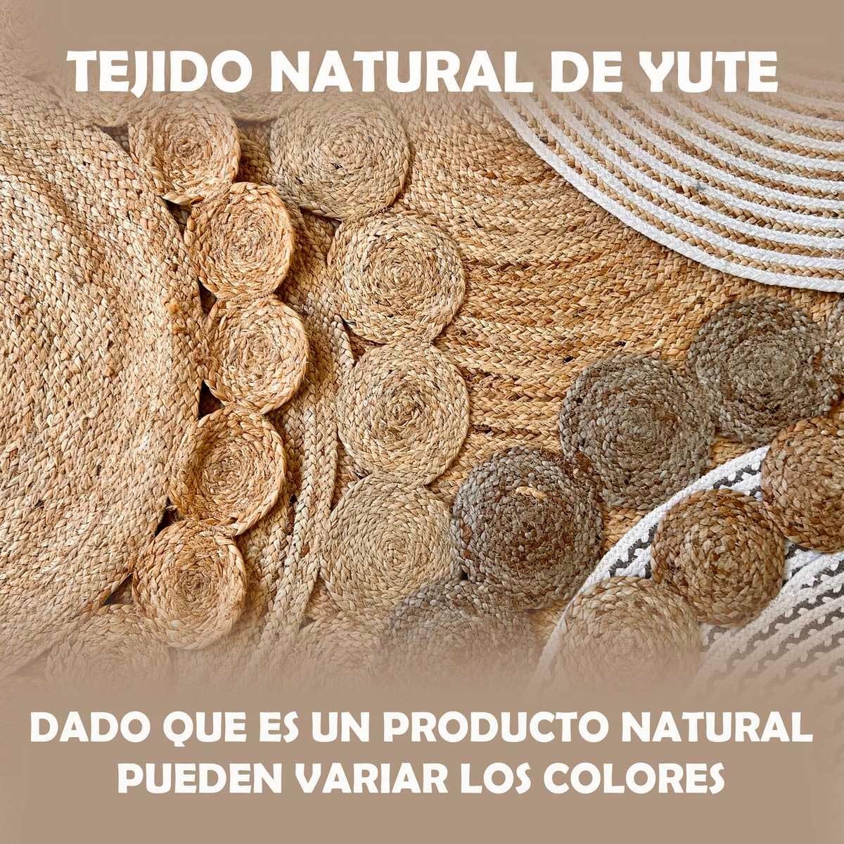 LOLAhome - Alfombra Redonda Trenzada de Yute Natural de 100 cm. Pieza Artesanal, Duradera y Atemporal, Vestir Suelos con Personalidad aportando Calidez y un frescor Natural.