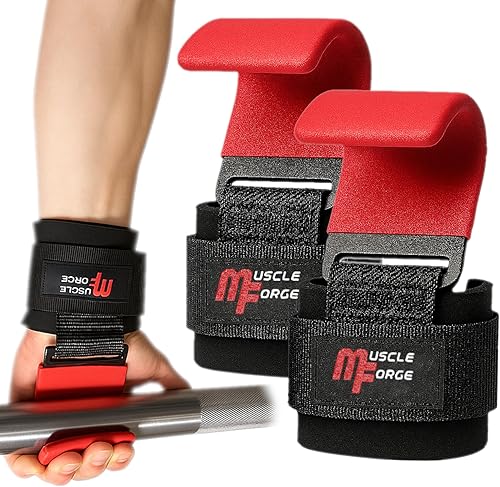 Miniatura 1 de Ganchos de levantamiento de pesas para hombres y mujeres  Correas de muñeca de elevación resistentes con agarres de gancho para levantamiento de