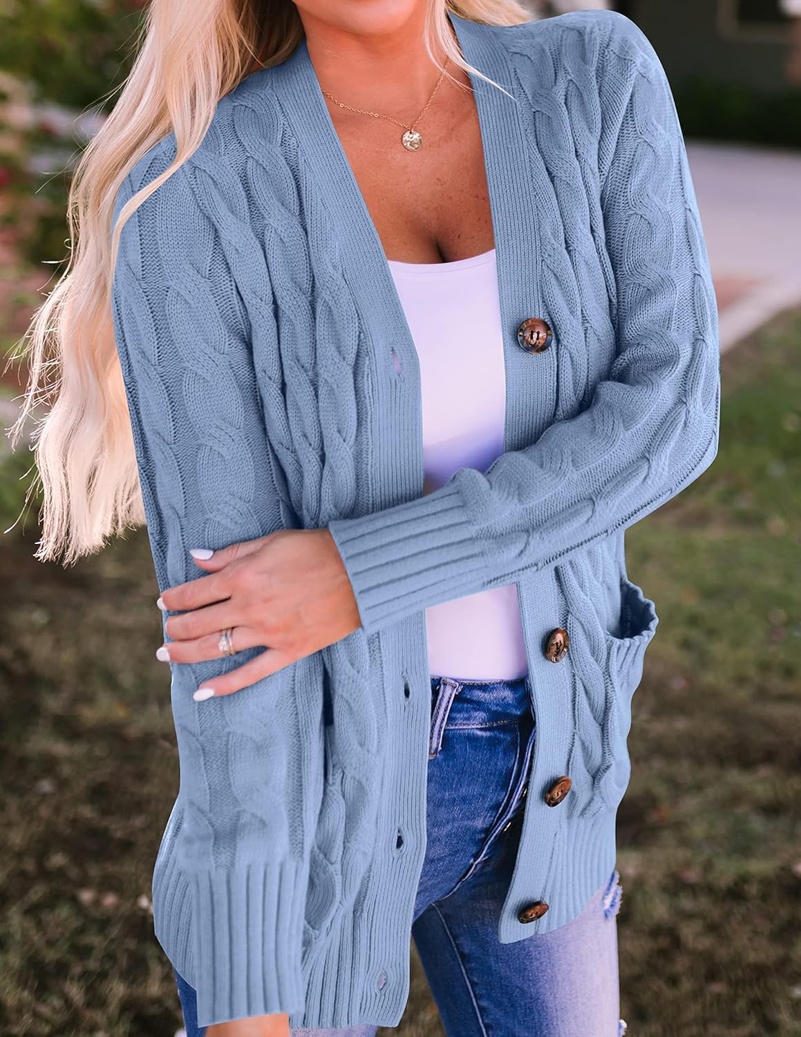 ZESICA Women's Cardigan Sweaters 2026 Spring Button Down Open Front Cable Knit Casual Trendy Clothing Outerwear - Image 7