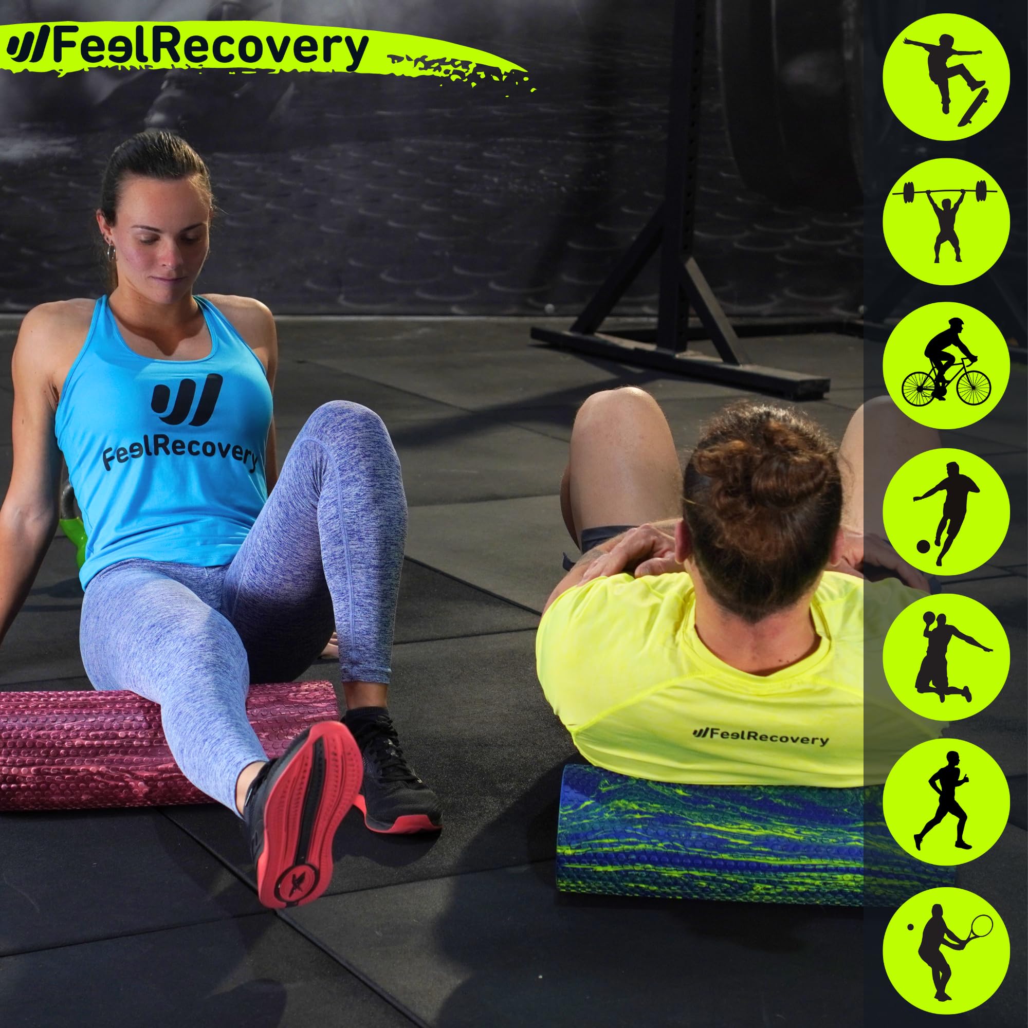 Foam Roller Masaje Muscular (45x15 cm) - Rodillo de Espuma EVA Densidad Media para Contracturas, Fisioterapia, Recuperación, Yoga, Pilates y Fitness - Rulo de Automasaje