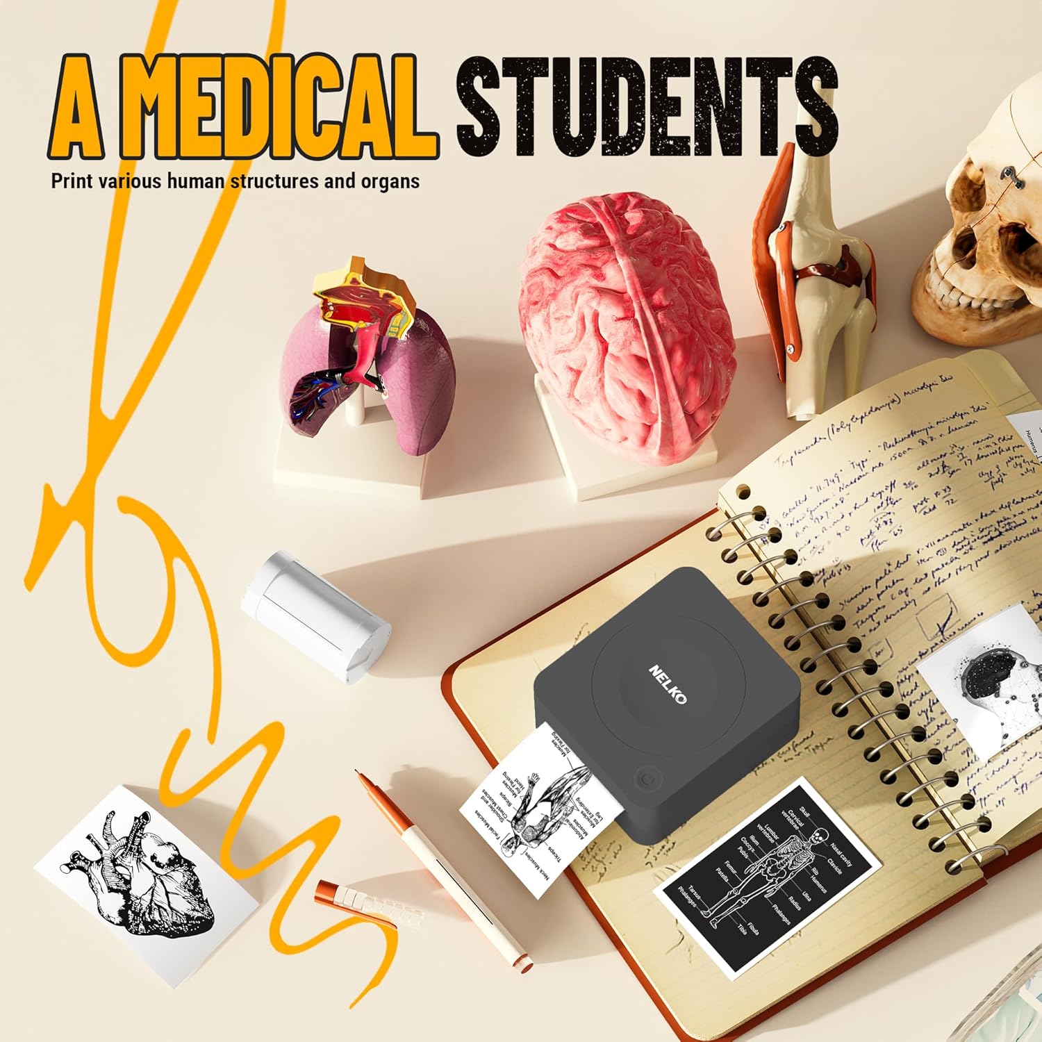 Nelko Sticker Printer, PM230 Mini Printer Bluetooth Portabel Sticker Maker with 1 Roll of Paper, Print Pods Mini Printer with Multiple Templates for Phone & Tablet, Black