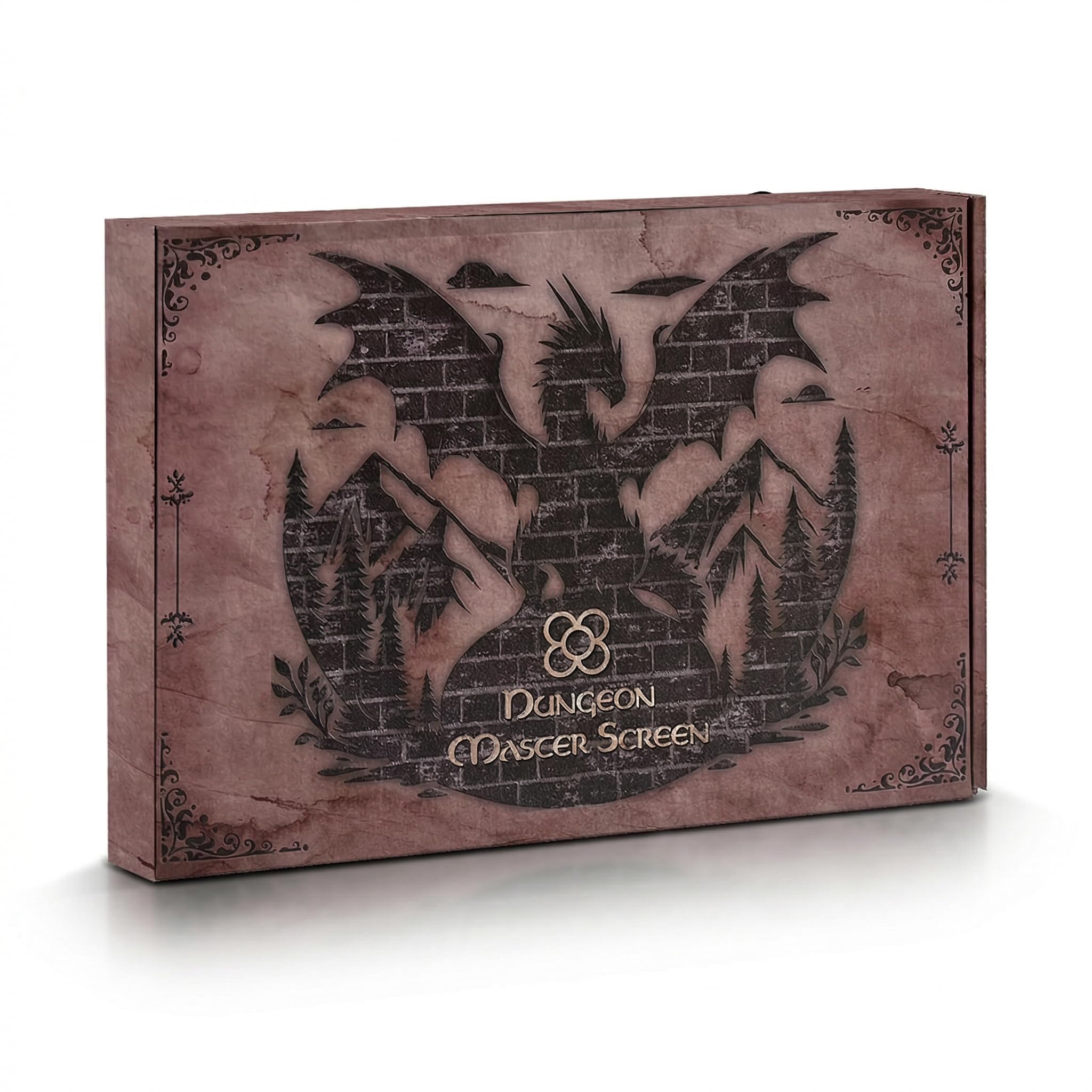 Ekran Dungeon Master z tacą na kości DOJA Hobbies, DM Screen DnD Składany 4 Panele Syntetyczna Miedziana Skórzana Z Dostosowanymi Kieszeniami, Lochy i Smoki Role Play Akcesoria