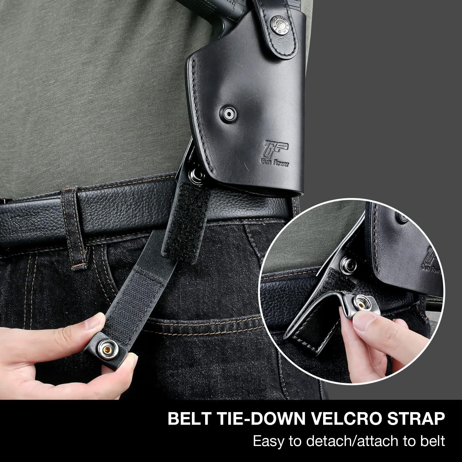 Universal Leather Shoulder Holster Compatible with Glock 17/19, 1911, Taurus G2C/G3C, M&P 9, Sig P220/P226, 92FS, and More, Vertical Concealed Holster with Double Mag Holster, Right Hand - Image 5
