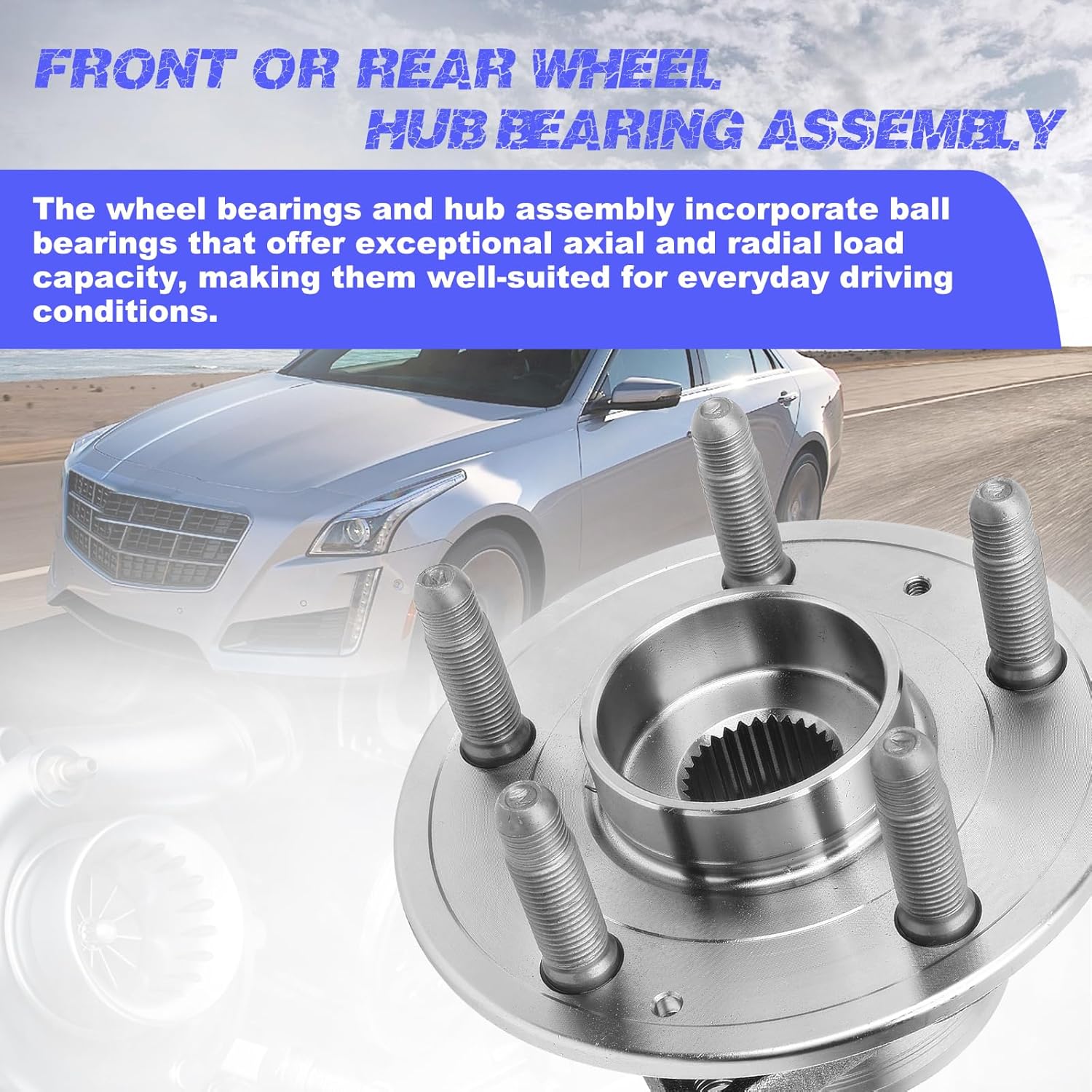 Front or Rear Wheel Hub Bearing Assembly Compatible with Chevrolet Impala 2018-2019, Camaro 2010-2015, Cadillac CTS 2008-2014 & 2018-2019, XTS 2018-2019 - Image 4