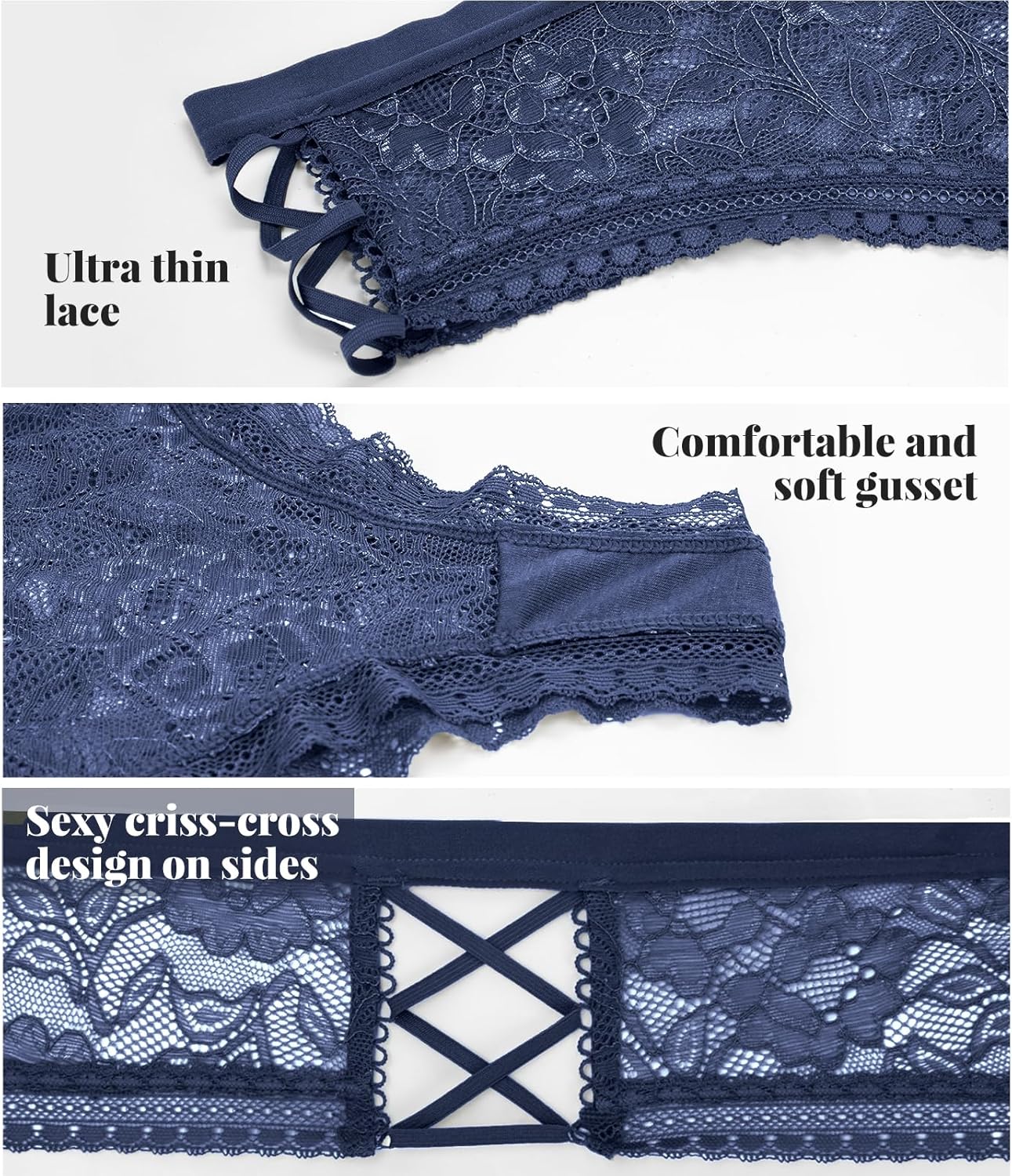Svmer Sexy Underwear for Women Cute Lace Cheeky Bikini Panties Pack for Ladies Low Rise Undies - Image 4