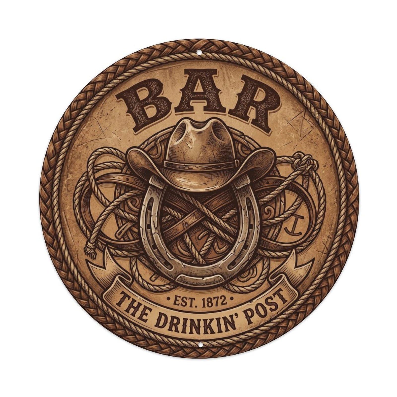 Vintage BAR Western Saloon Shield Metal Tin Sign Plaque