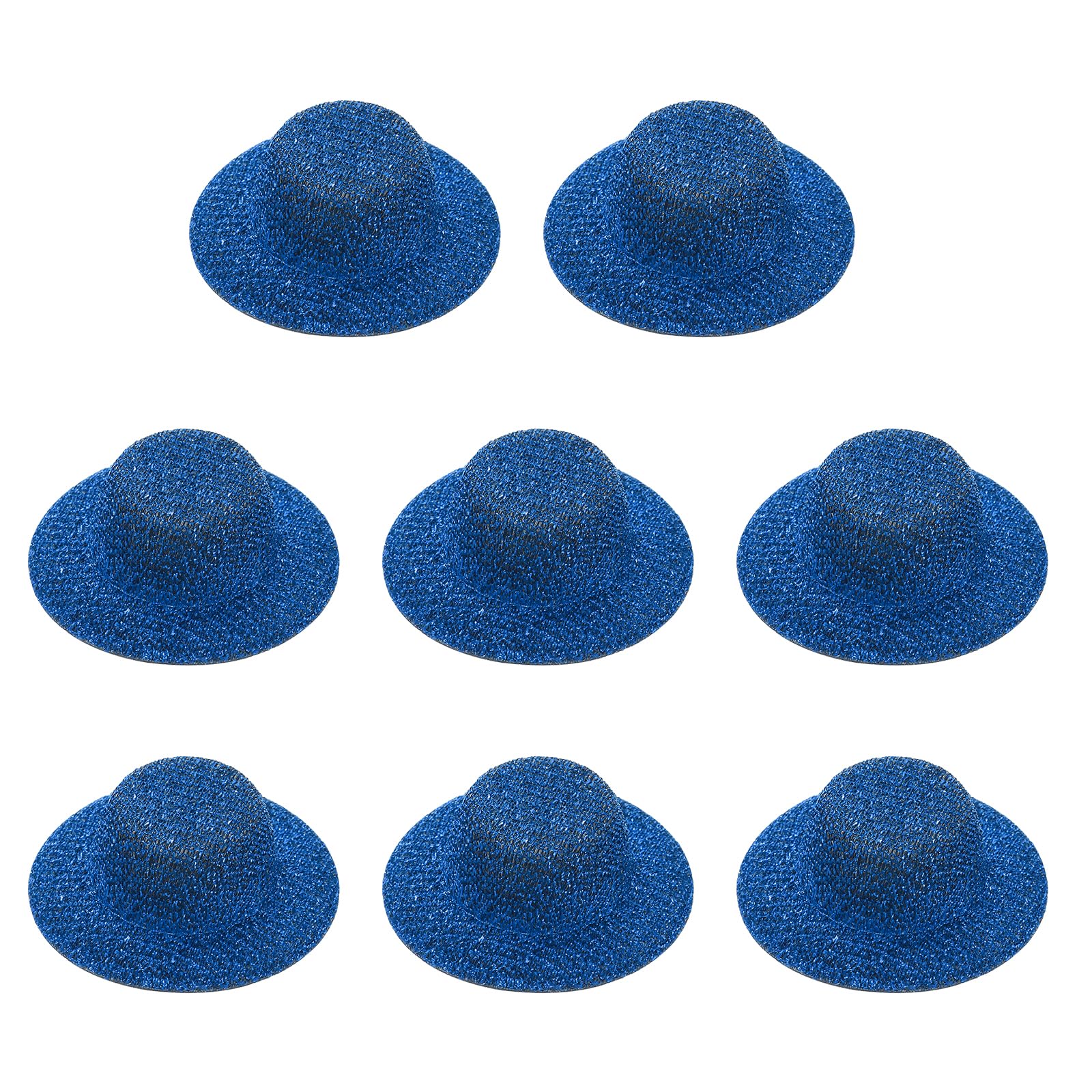 PATIKIL Mini Hats for Crafts, 8 Pcs 18mm ID Sparkling Mini Cowboy Hats Miniature Formal Top Caps for DIY Dollhouse Decoration Hair Accessories Snowman Weddings Party, Blue