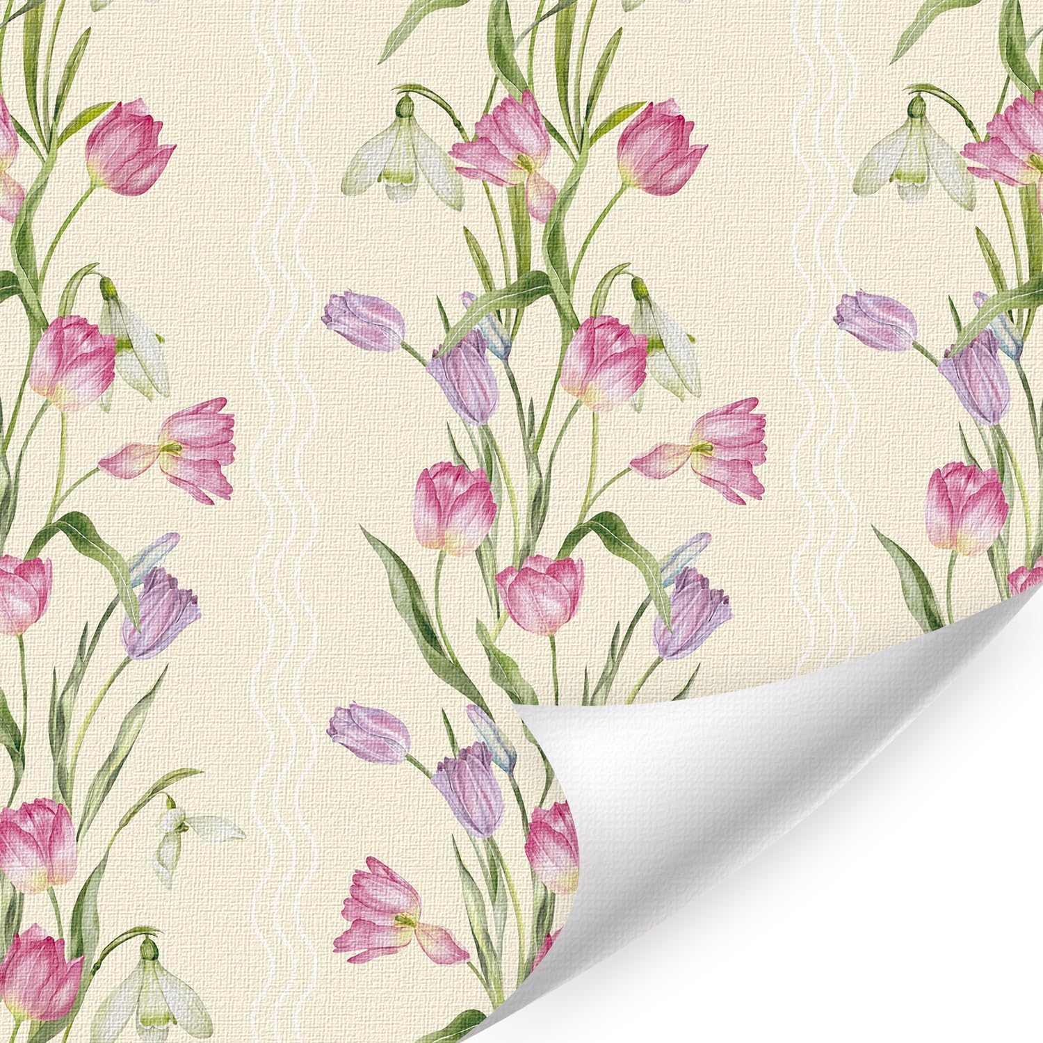 ANHUIB Pink Flower Tulip Hyacinth Pattern Wallpaper Contemporary Versatile Sophisticated Peel and Stick Contact Paper for Wall Cabinets Spring Purple Floral Sticker for Bedroom Living Room 44x300cm — image 1