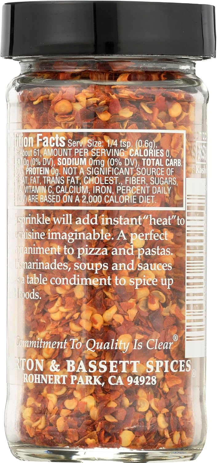 Morton & Bassett Red Chili Flakes, All Natural, Kosher, MSG Free, Gluten Free & Non-GMO, 1.3 Ounce (Pack of 3)