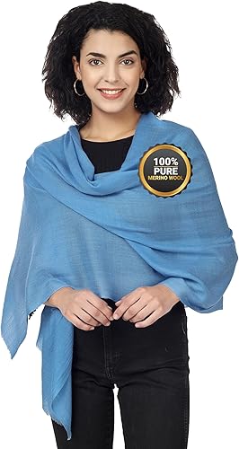 PASHWRAP Chal de lana merino para mujer, lujoso, cálido y grande, chal de lana pura para vestidos de noche y boda