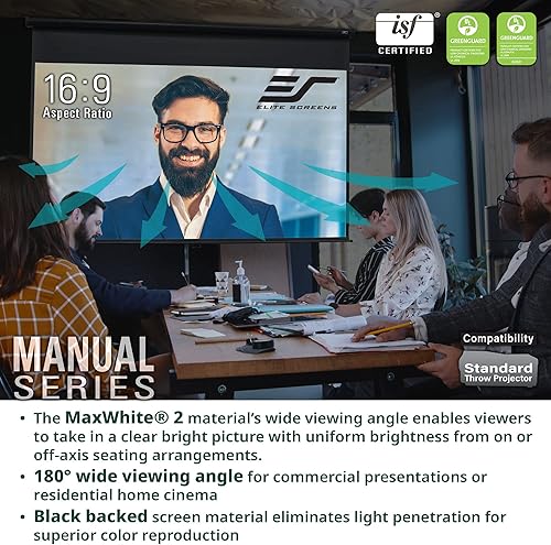 Miniatura 6 de Elite Screens Manual Series, 100 pulgadas 43, pantalla de proyección manual con bloqueo automático,
