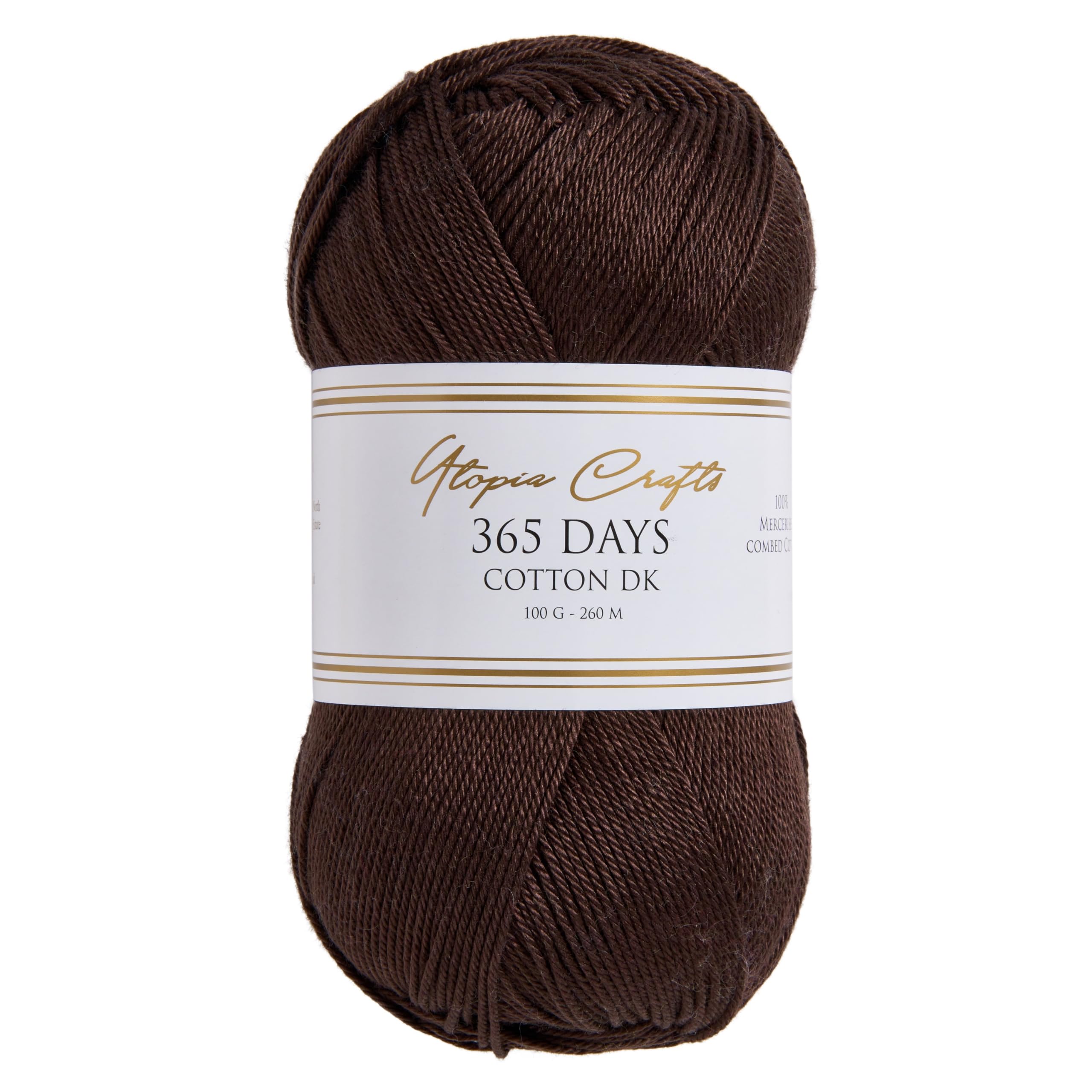 Utopia Crafts 365 Days Mercerised Combed Cotton DK Yarn for Knitting & Crochet 100g (Dark Chocolate Brown) โ image 1