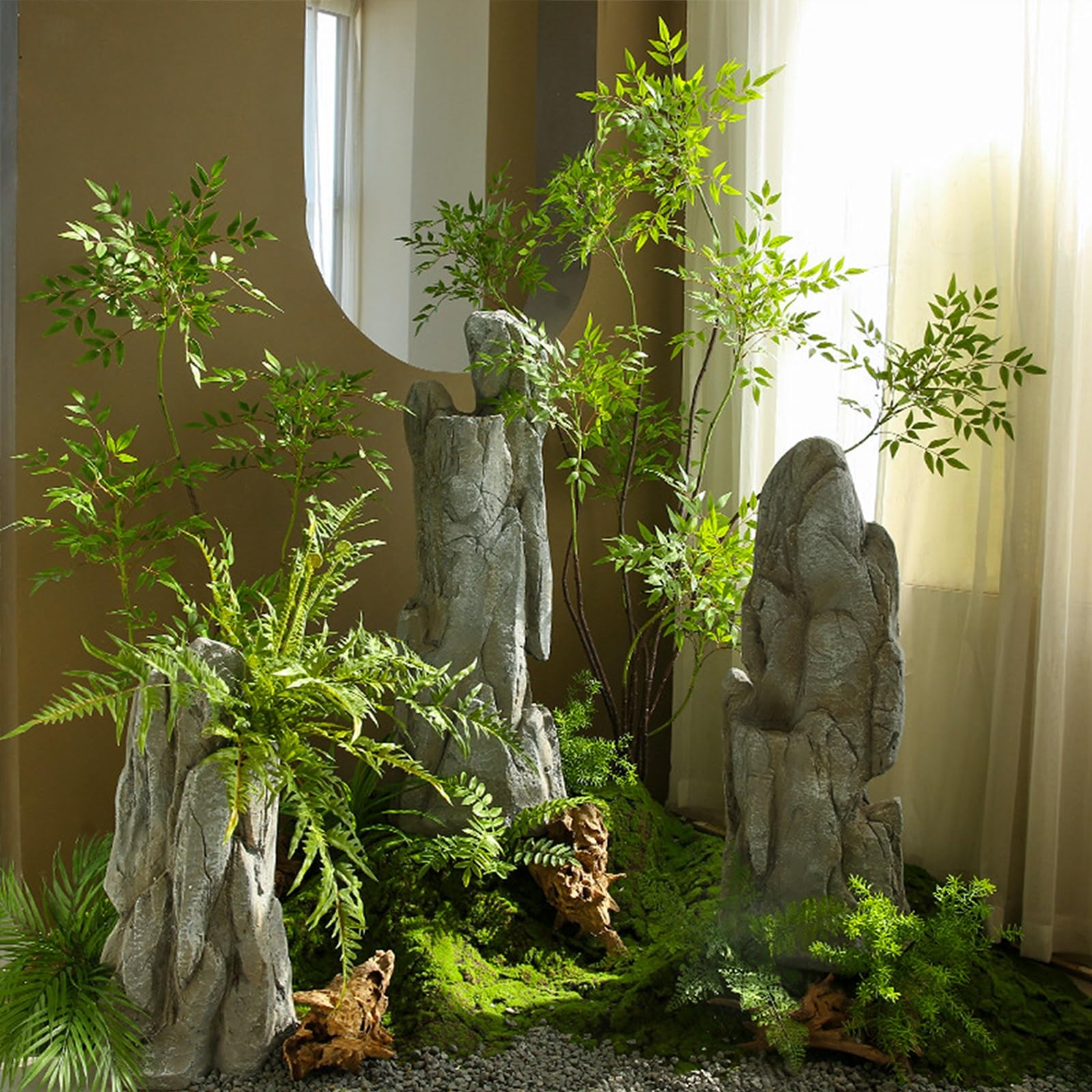 Roccia Artificiale for Esterni, Grande Rocce Decorative, Sassi da Giardino, Naturale e Leggera, Facile da Installare, Perfetta for Case, Cortili, Giardini, Fiumi, Esterni