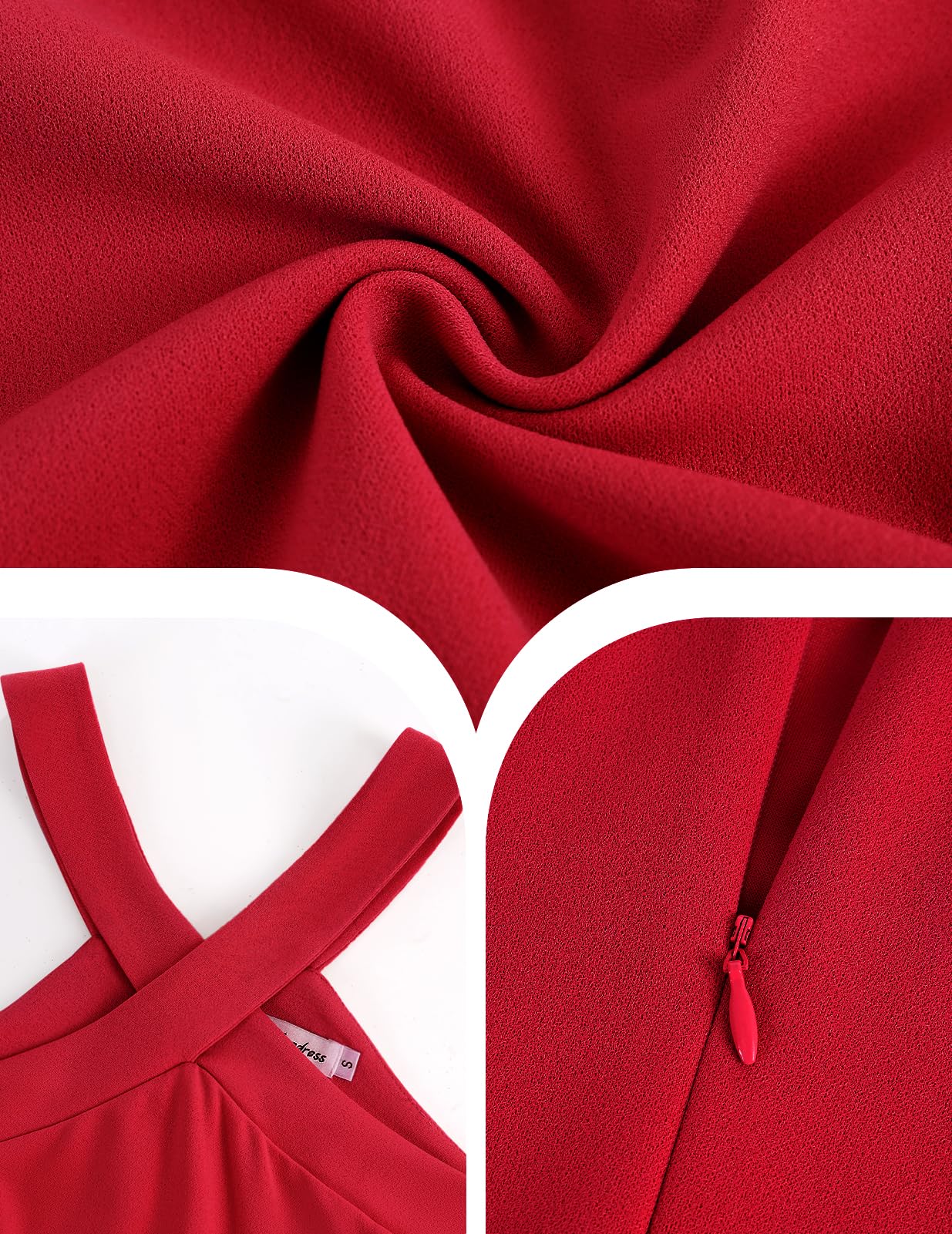 Bbonlinedress - Vestido de cóctel halter para mujer, vestido formal para graduación, boda o dama de honor, vestido largo con volantes para fiesta nocturna