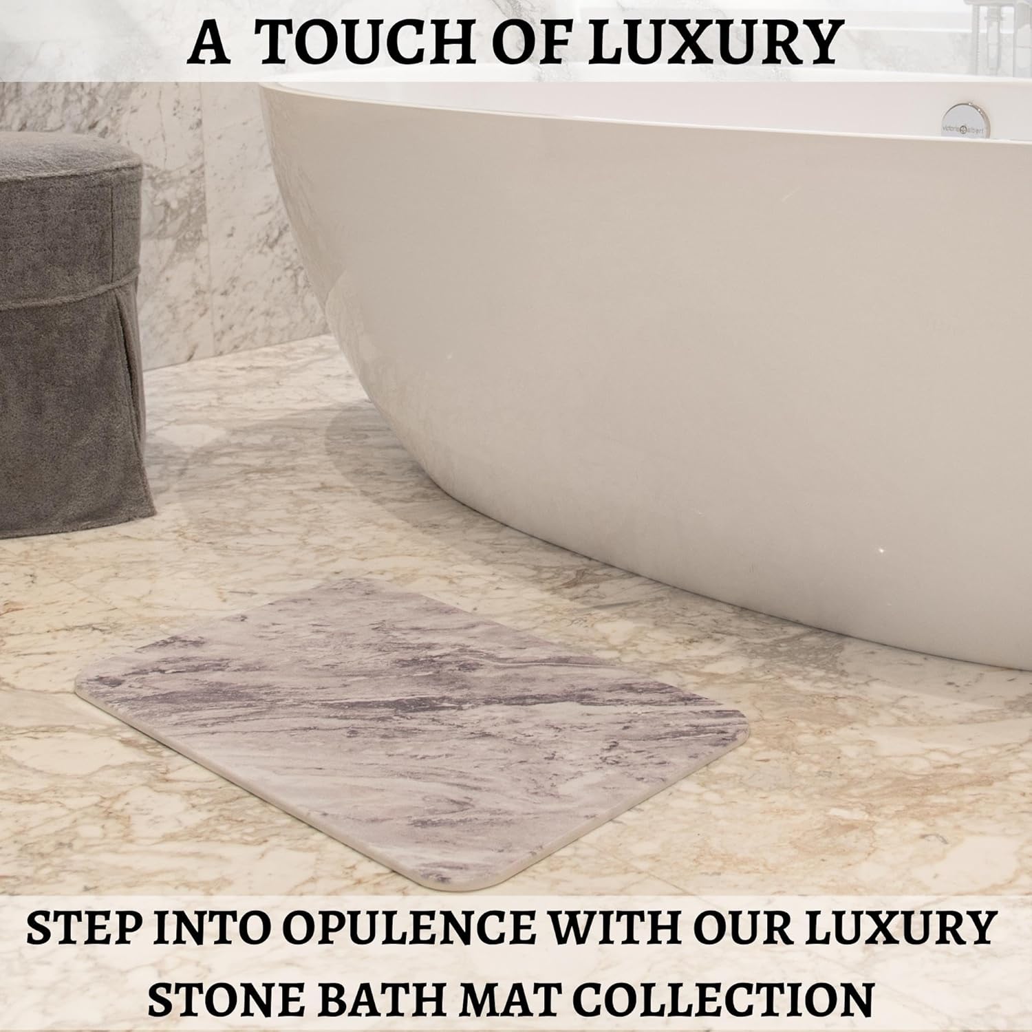 Diatomaceous Earth Bath Mat - Fast Drying, Quick Dry for Bathroom - Dish Drying Stone Mat - Hard, Unique Shower Mat (23.5x15 Marble) - Image 3