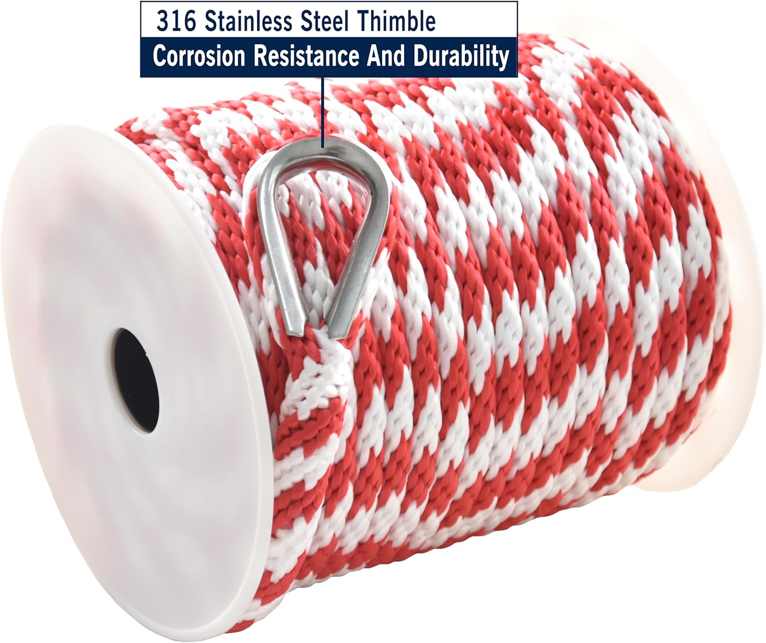 TetherTite Boat Dock Lines 5/8 Inch 20/25/30 Ft,Double Braided Nylon Boat Dock Lines with Loop, Mooring Line Marine Rope (3/8" x100') - Image 2