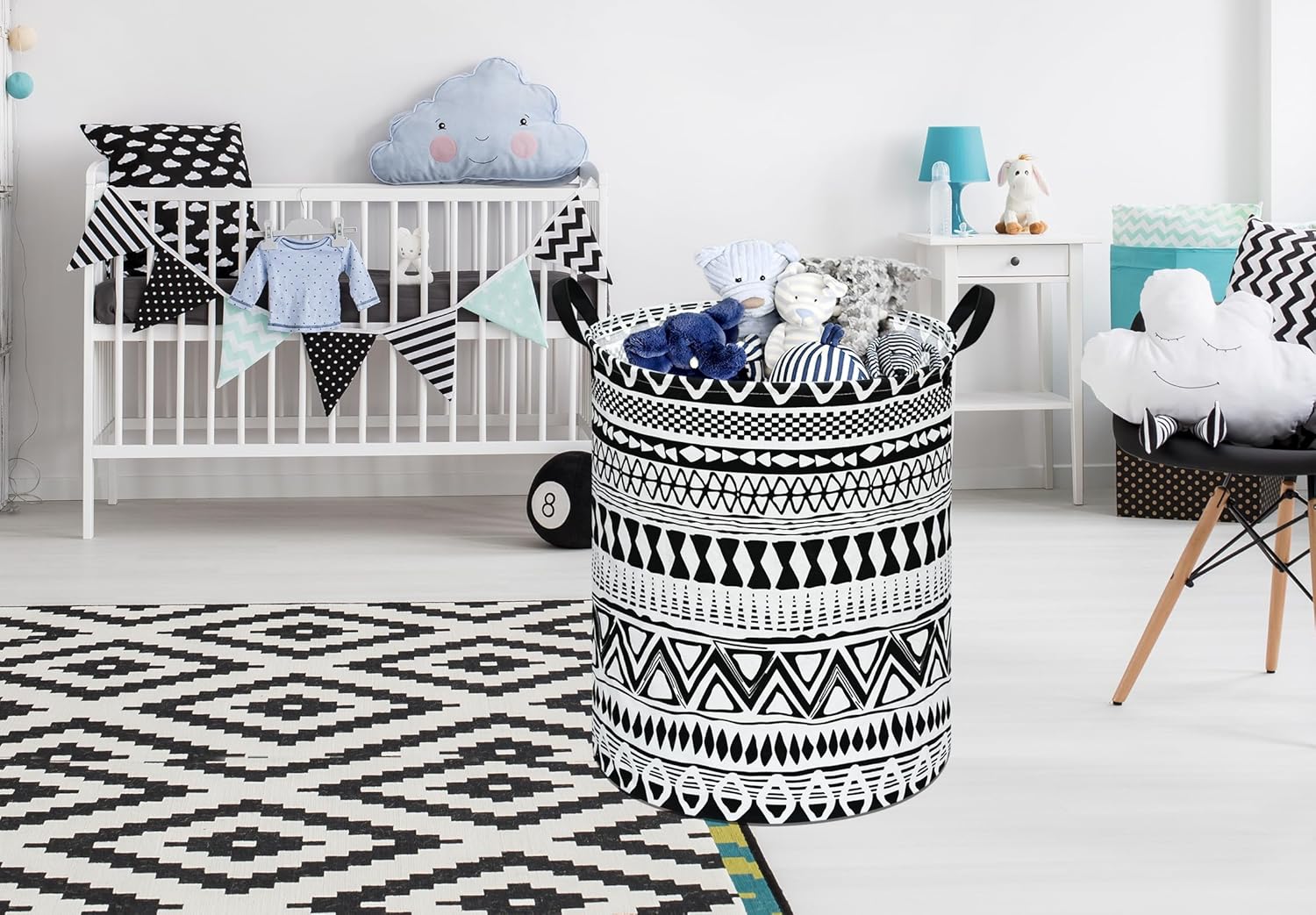 Round Laundry Hamper Storage Basket Fabric Material Storage Hamper Organization Basket, Storage Bin, Gift Box with Handles for Room