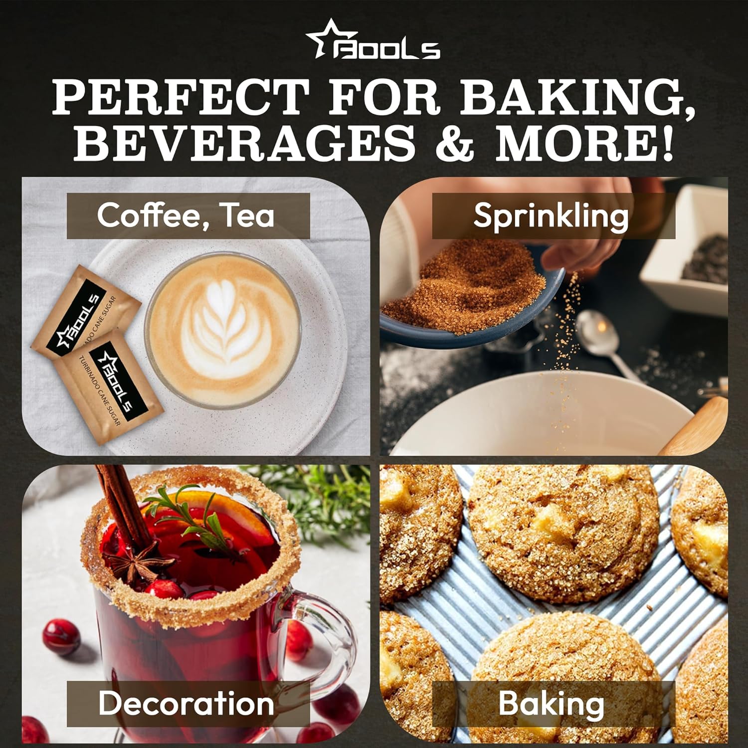 Raw Sugar Packets 500 Count, – Individually Wrapped Turbinado Cane Sugar – Perfect for Coffee, Tea, and On-the-Go Sweetening