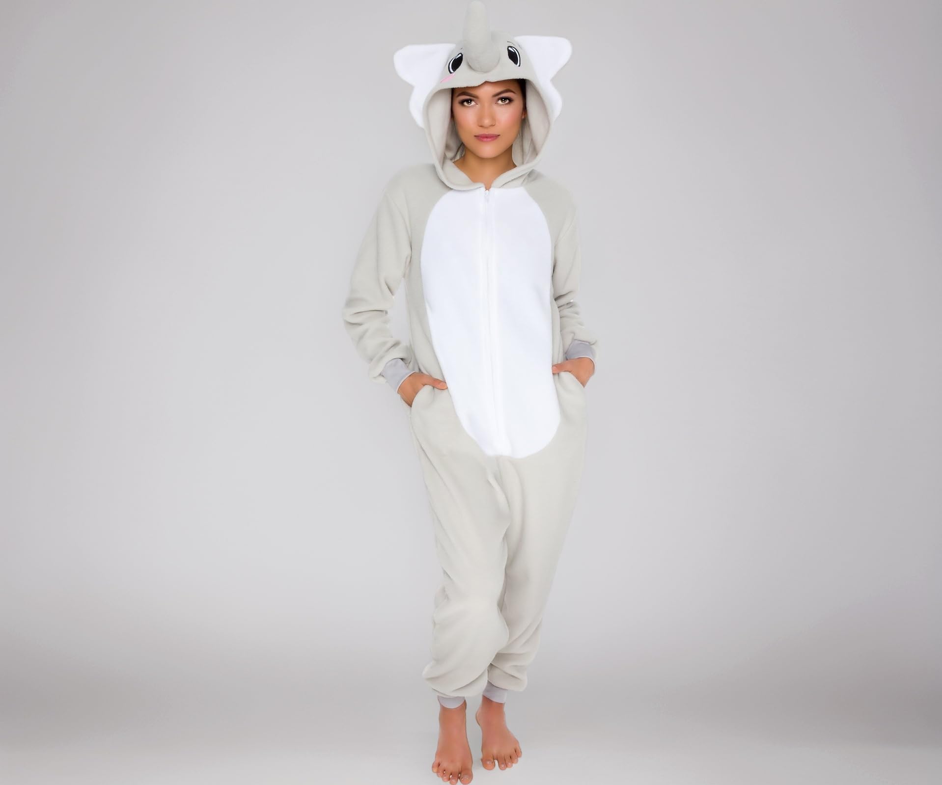 Silver Lilly Slim Fit Animal Pajamas - Adult One Piece Cosplay Elephant Costume