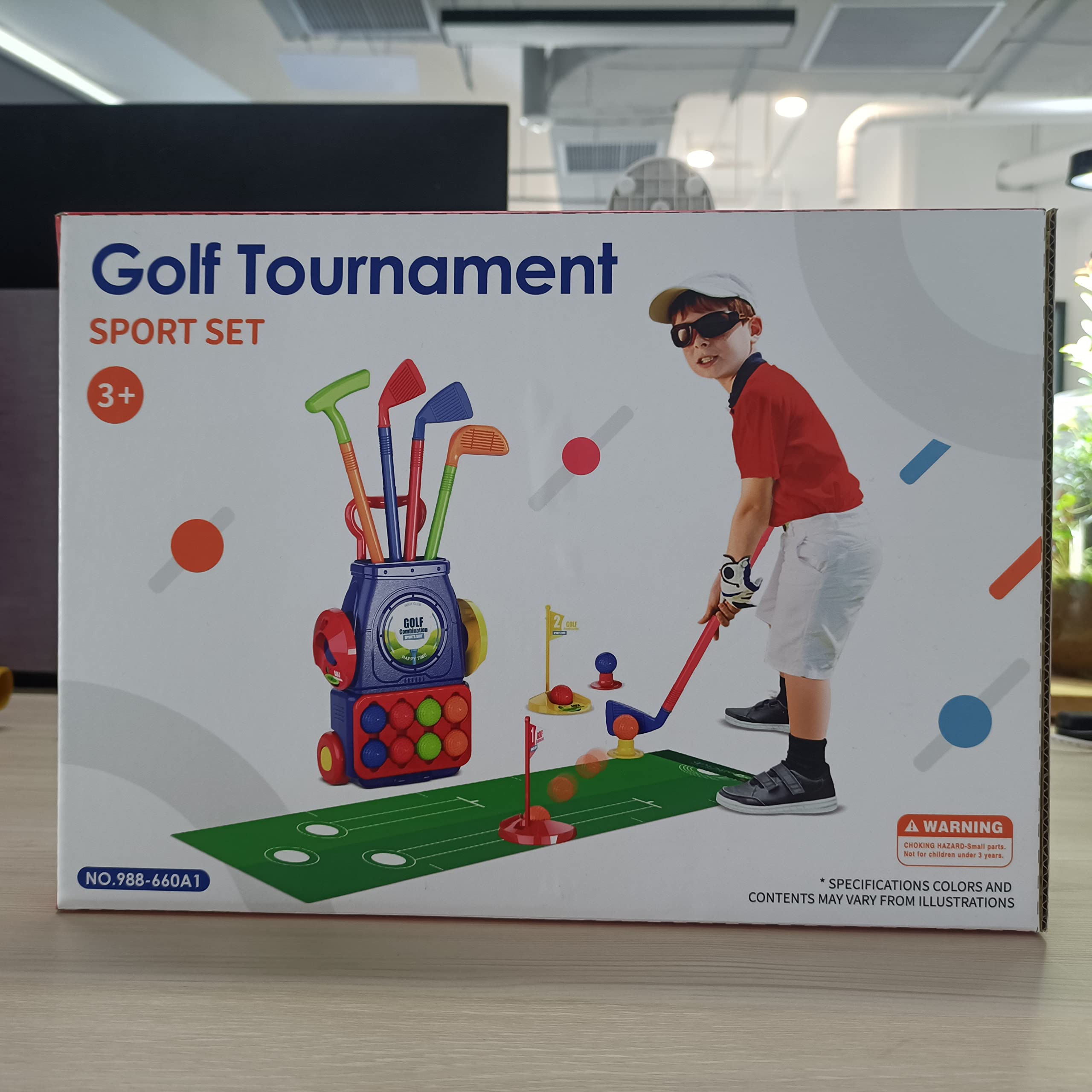 QDRAGON Juego de Golf para Niños, Mini Golf con 4 Palos de Golf, 8 Pelota de Golf, Carro de Golf, Juguetes de Golf Regalo para Infantil Niños, Niñas 3, 4, 5 6 Años