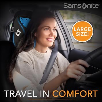 Samsonite Ergonomic Neck Pillow Large Car Neck Pillow for Driving, Gel Memory Foam Cushion for Travel, Cooling Car Support Headrest for Road Trips, Fits Cars, SUV's, Trucks, and Desk Chairs, Black
