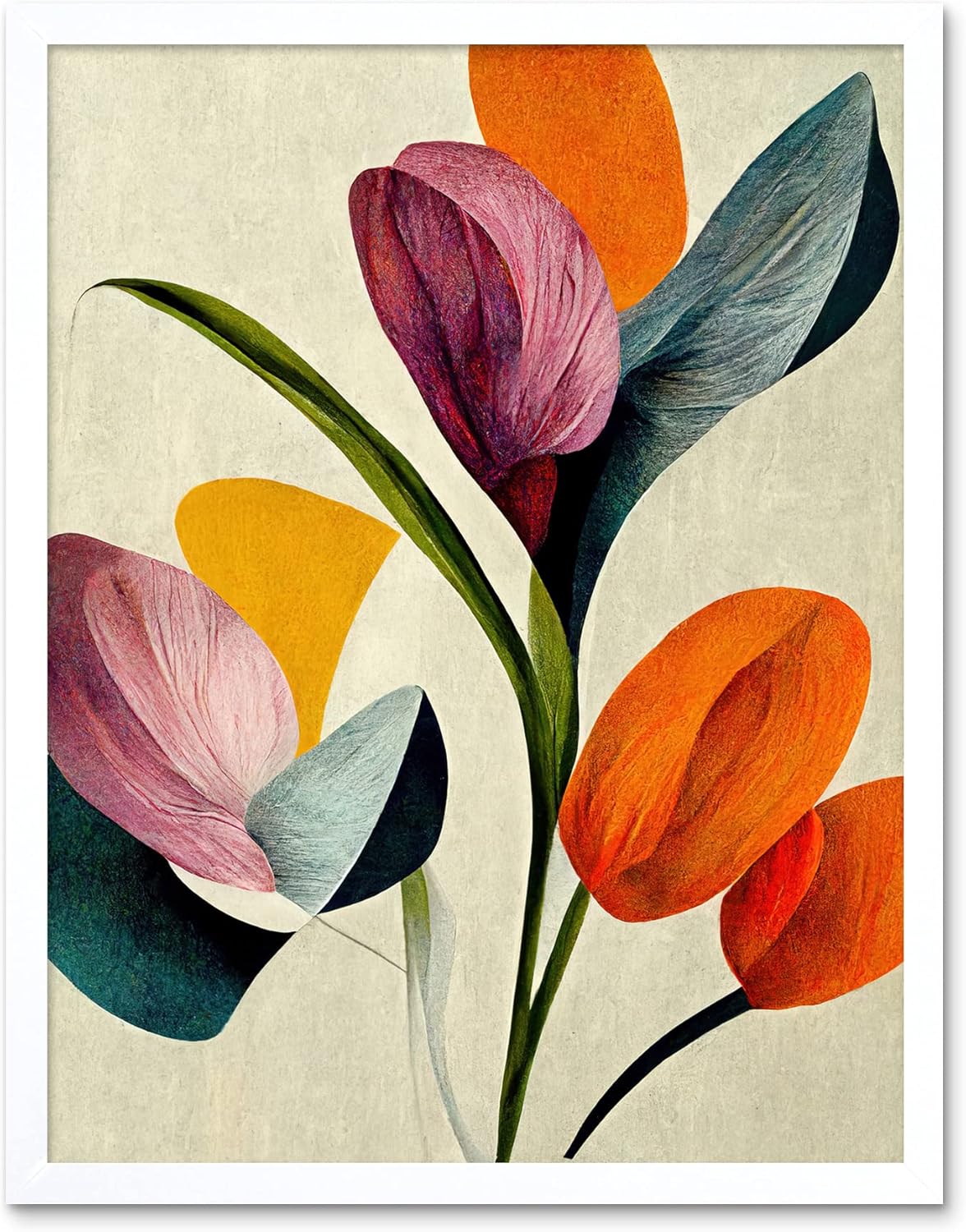 Wee Blue Coo Spring Flowers Floral Bouquet Bold Abstract Boho Coral ...