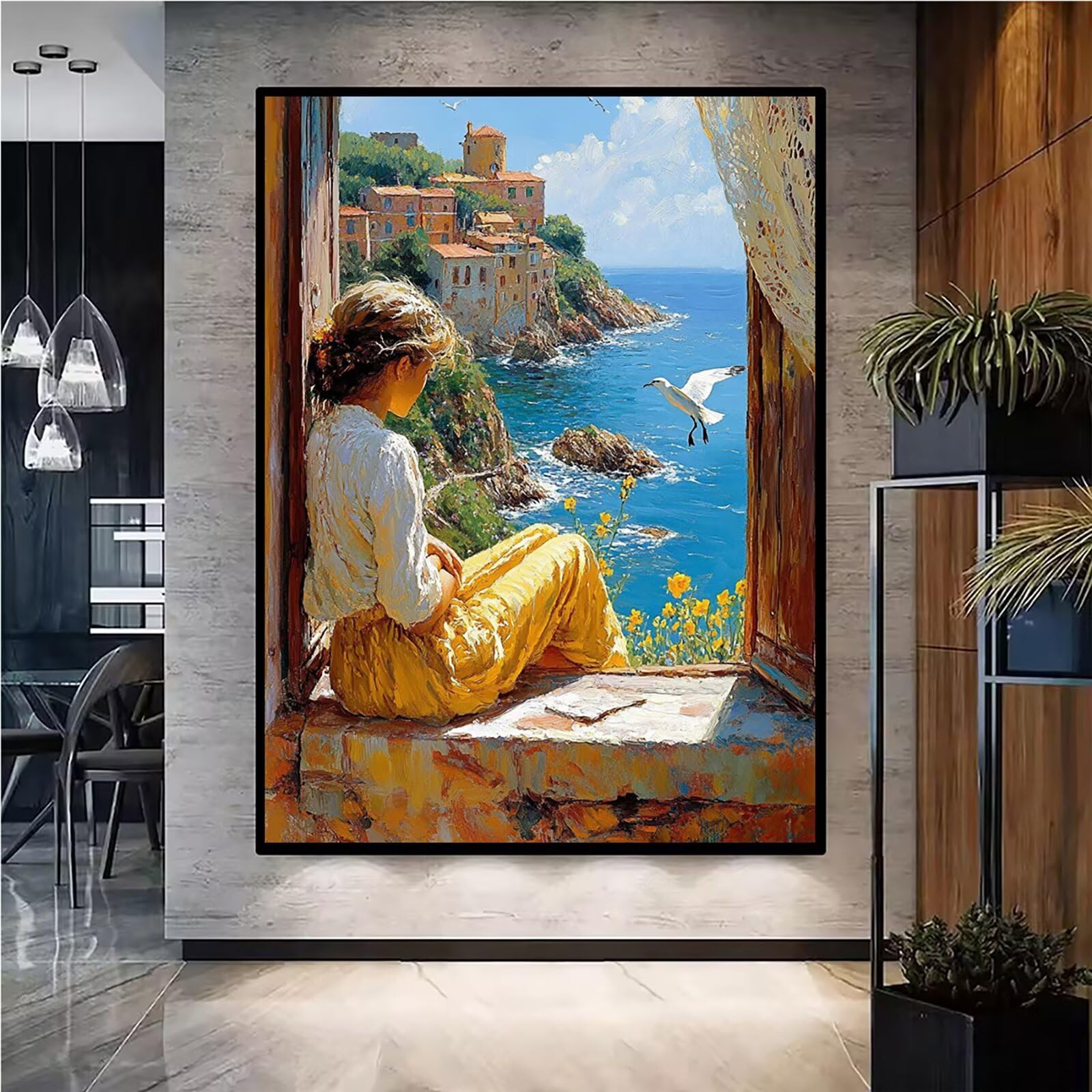 Diamond Painting Kit Completo, Diamond Painting Donna, 5D Quadrato Pittura Diamante Kit Manualidades Adultos DIY Diamantini Crystal Art Disegni Ricamo Punto Croce Artigianale, 60x90cm Città j0-753