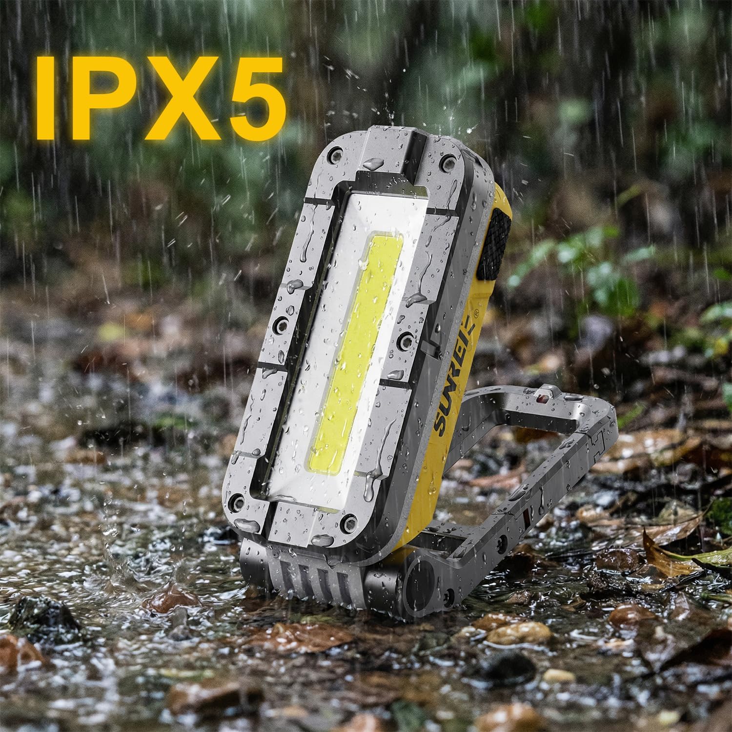 SUNREI LED Rechargeable Magnetic Work Lights COB Mechanic Lights,1200 Lumens, Magnetic Base & Hanging, 7Mode, Magnetic Flashlight Job Site & Security for Car Repair, Emergency, Gift for Men