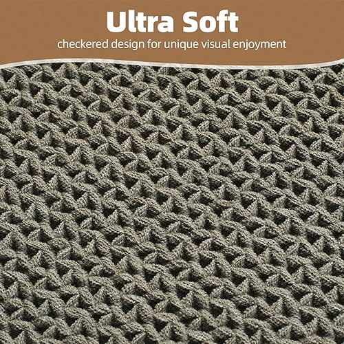 Miniatura 5 de PADOOR Tapete de baño a cuadros, superabsorbente, antideslizante, para el suelo del baño, tejido 3D, con borlas, lavable a máquina, junto a la