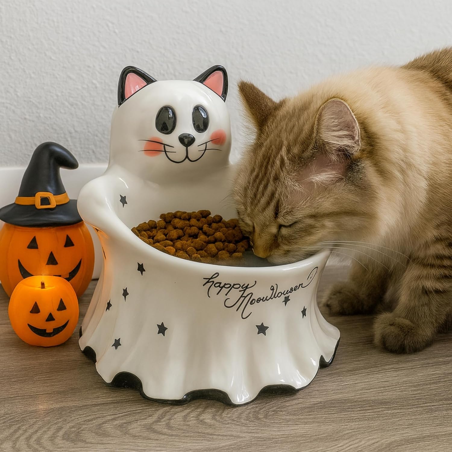 Blue Sky Clayworks Cat Ghost Pedestal Bowls, 6.75" L x 6.75" W x 8.25" H