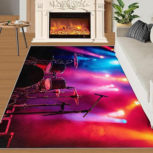 Miniatura 162 de Alfombra de instrumentos musicales – Alfombras de 4 x 5 pies para sala de estar, alfombra de área musical, alfombra de área musical, alfombra