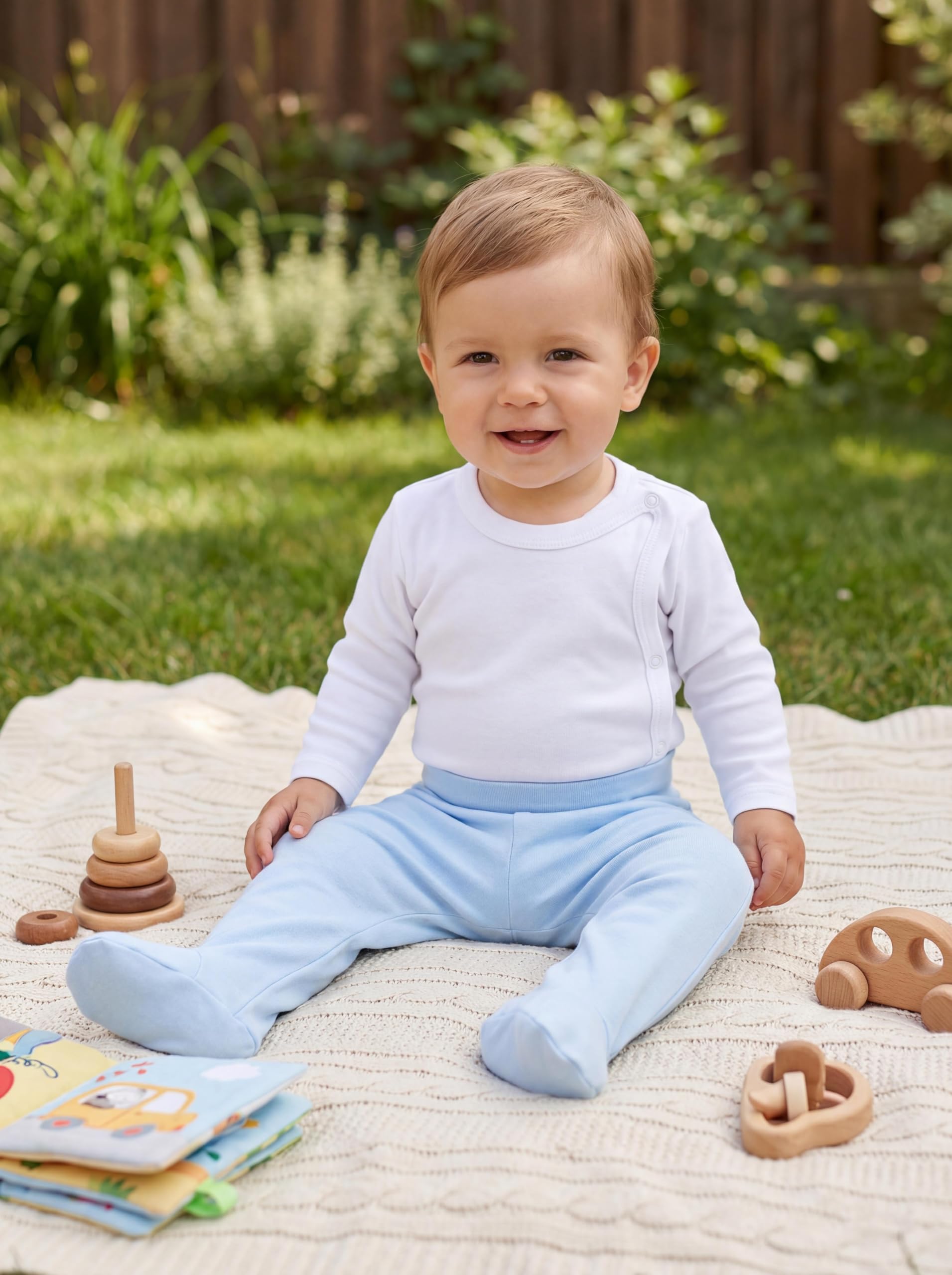 TupTam Pantalon Bébé Garçon avec Pieds 3 Pièces – Pantalon Bébé Confortable en Coton Doux