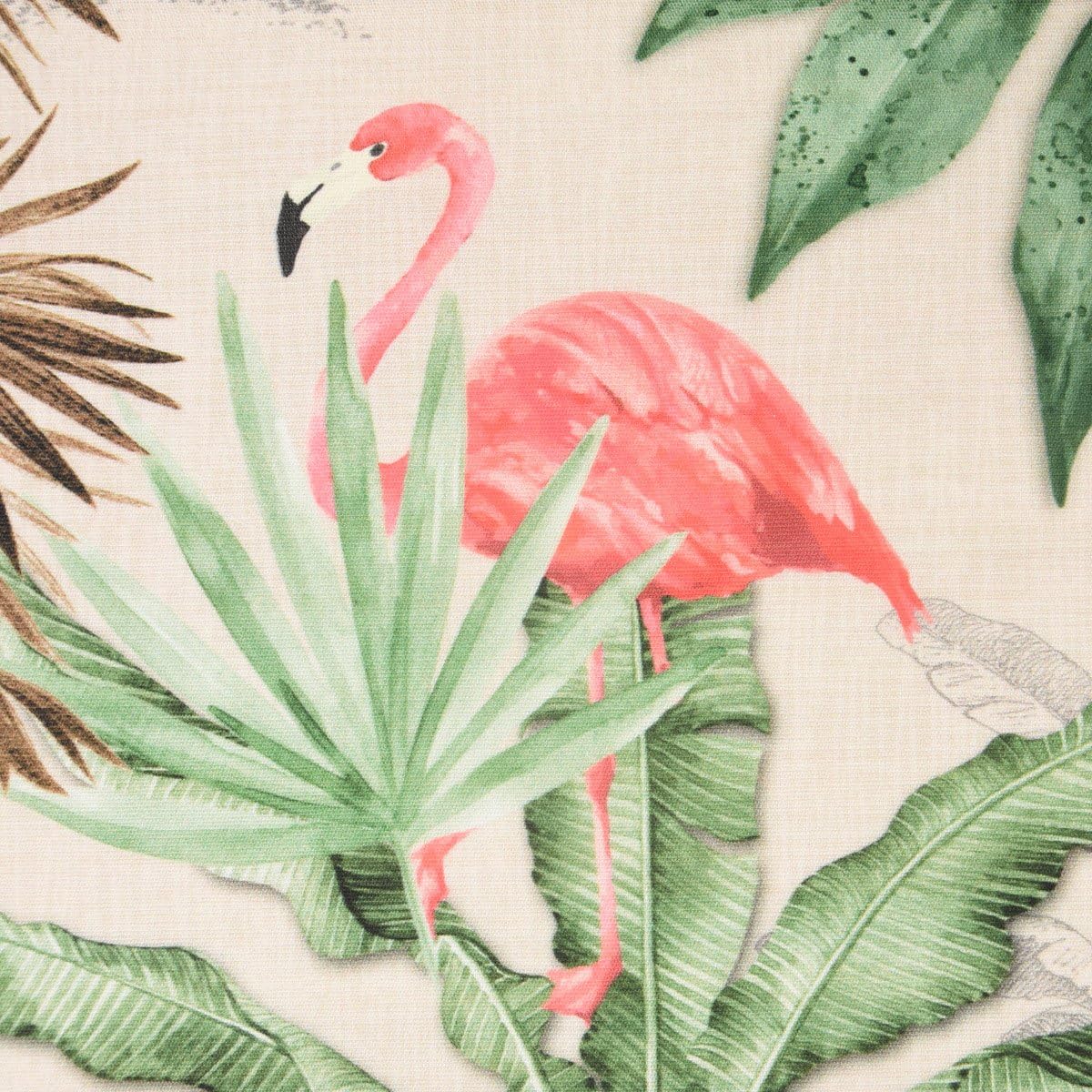 SCHÖNER LEBEN. Kissenhülle Outdoor Palmen Papagei Flamingo beige bunt, Größe:15x40cm (ØxB) Nackenrolle