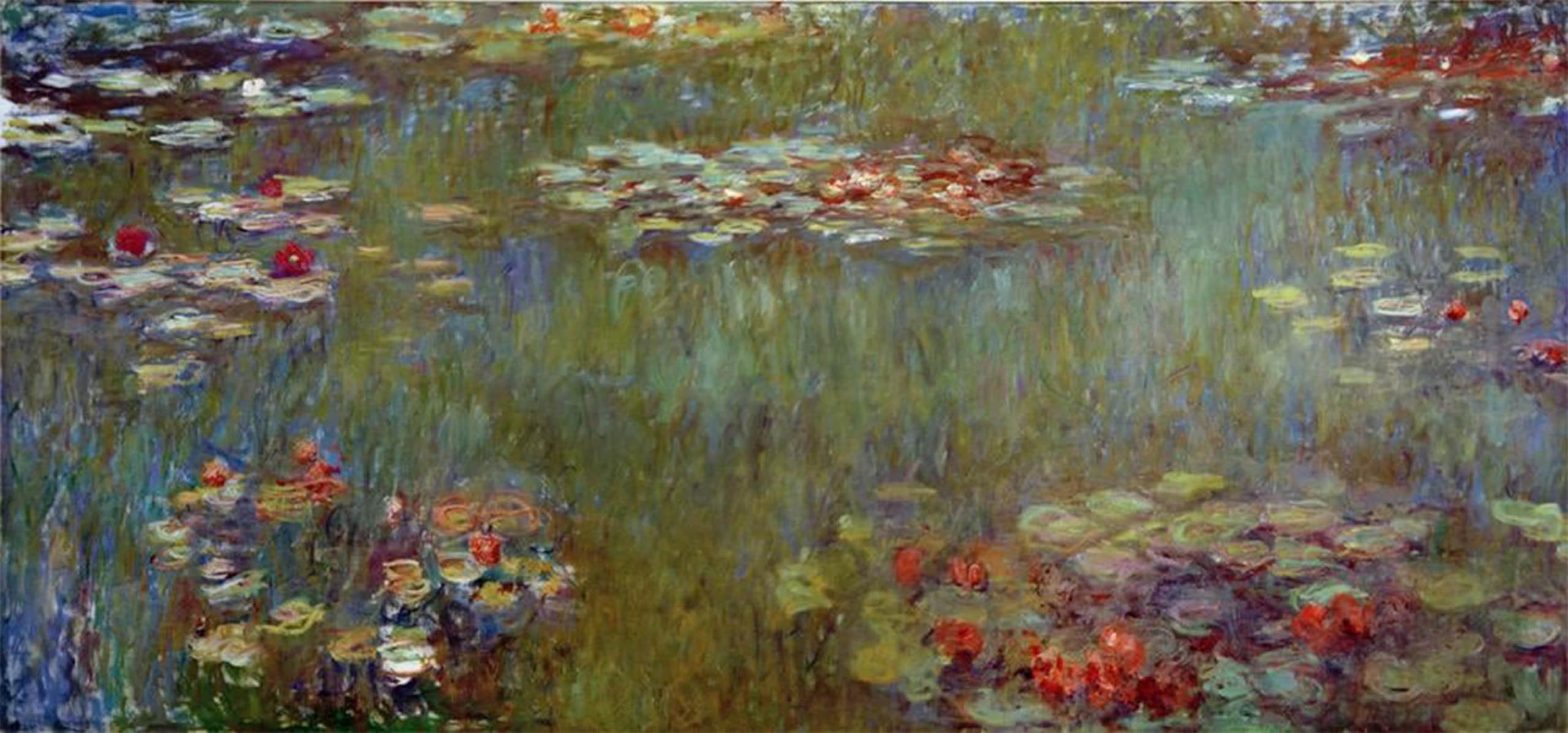 SERENDIPITP Abstract Painting Mural Print Picture Wall Decor Painting The Bassinnympheas Green Reflections by Claude Monet Vintage Wall Artwork for Home Decor 60x90cm