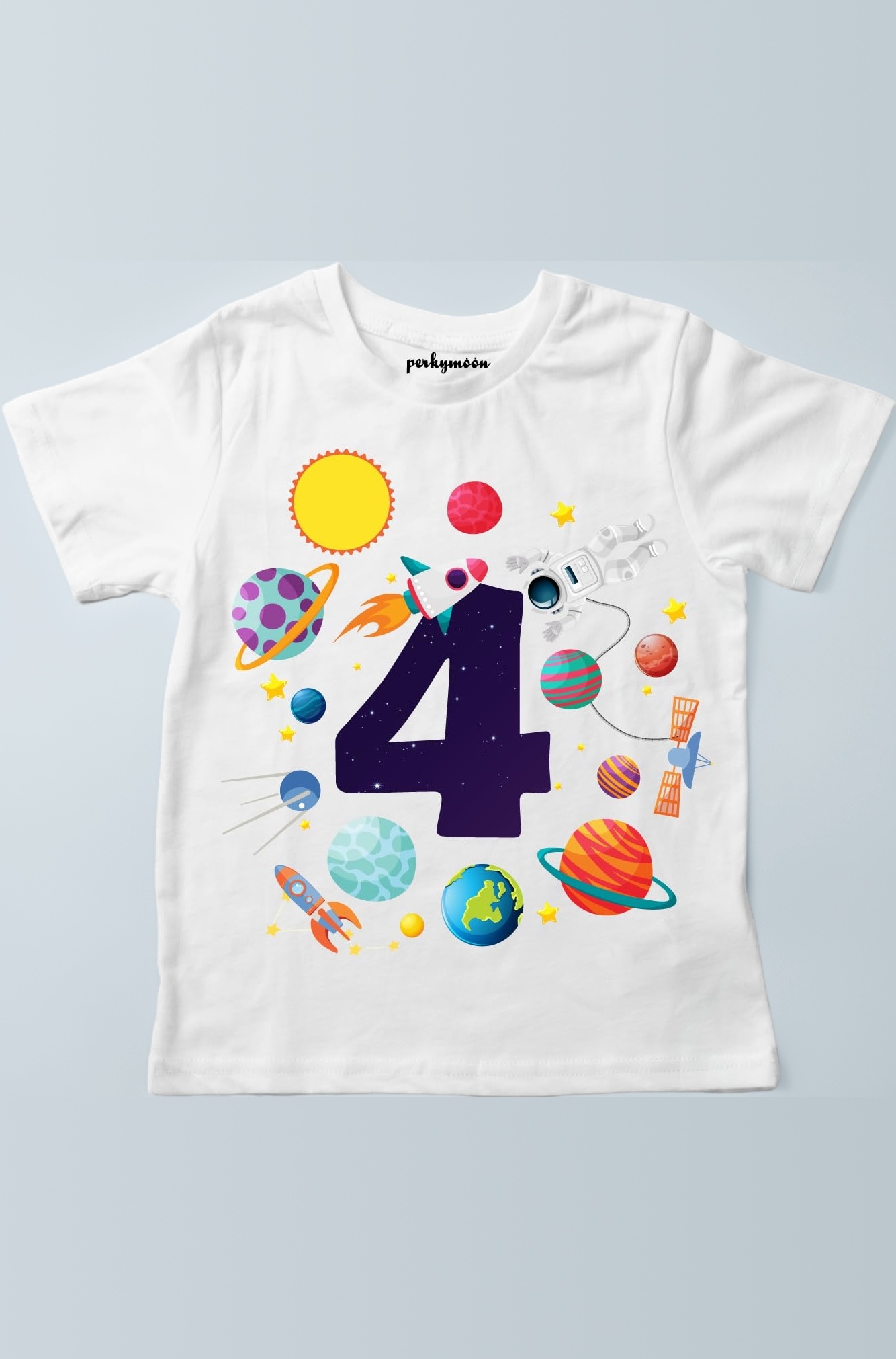 Planet and Space Theme Based Birthday Printed 100% Cotton t-Shirt for Baby Girl and boy (Astronaut Party, 1-Year to 7 Year)