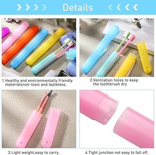 Miniatura 4 de 60 soportes de plástico para cepillos de dientes portátiles, funda protectora para cepillos de dientes, para interiores y exteriores, viajes, hogar,