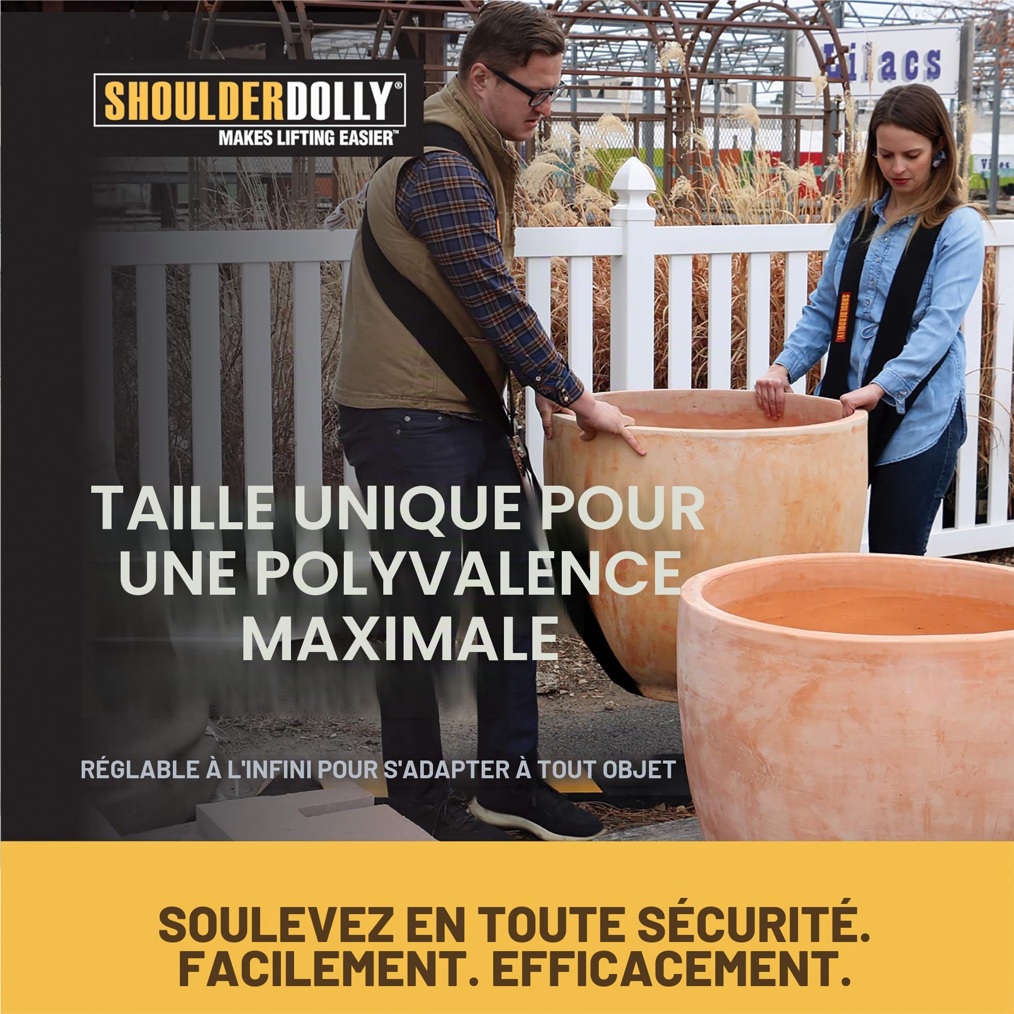 ShoulderDolly - Sangles de déménagement - Sangle de levage pour 2 déménageurs - Déplacer et soulever des meubles, des appareils électroménagers, des objets lourds plus facilement - LD2001