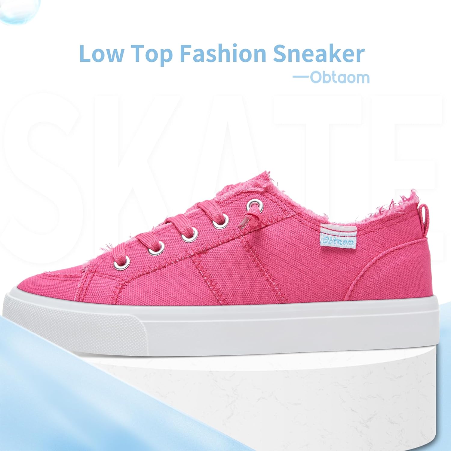 Obtaom Women's Play Fashion Sneaker White Color Washed and Leopard Canvas Slip on Shoes - Image 4