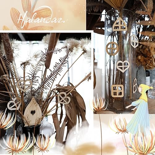 Miniatura 6 de Halandar 48 piezas de puertas de jardín de madera para manualidades, mini ventana, casa de hadas, kit de bricolaje sin terminar, puerta en miniatura