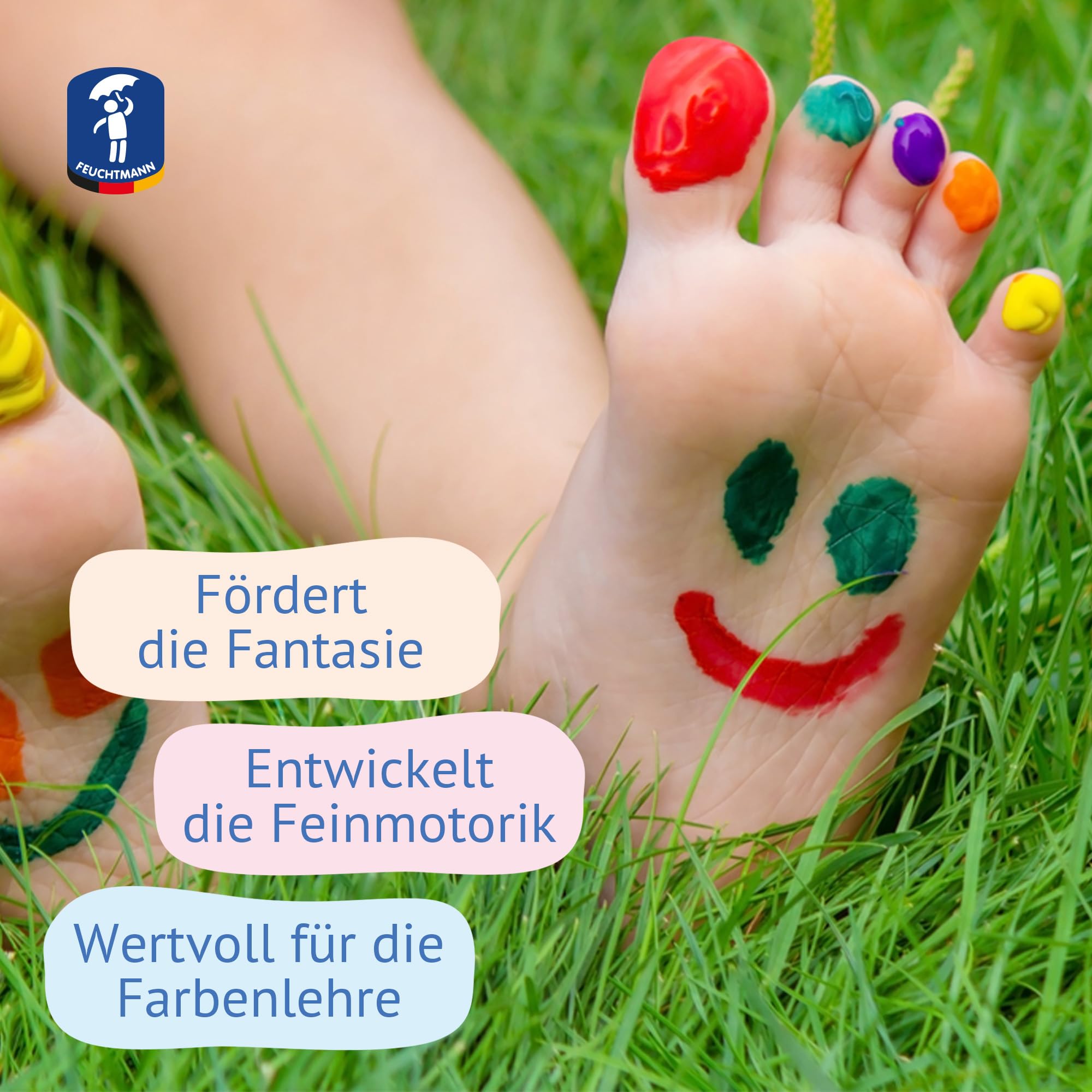 Feuchtmann MEINE LIEBLINGSFARBE im 6-er Pack I je 900g ungiftig cremige Fingerfarbe, hautfreundliche Fingermalfarbe auf Wasserbasis