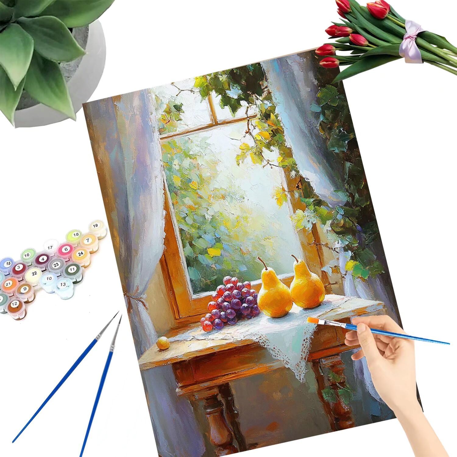 Pintar por Numeros Adultos pintar por numeros niños manualidades niños 10 años, DIY Pintar por Números de Pincel y Pintura acrílica Decoraciones para el Hogar Manualidades, sin Marco 70x90cm C-183